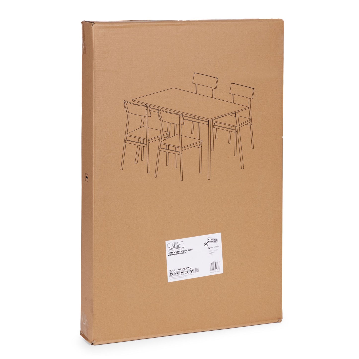 Dining Table Set with 4 Chairs, MDF & Steel