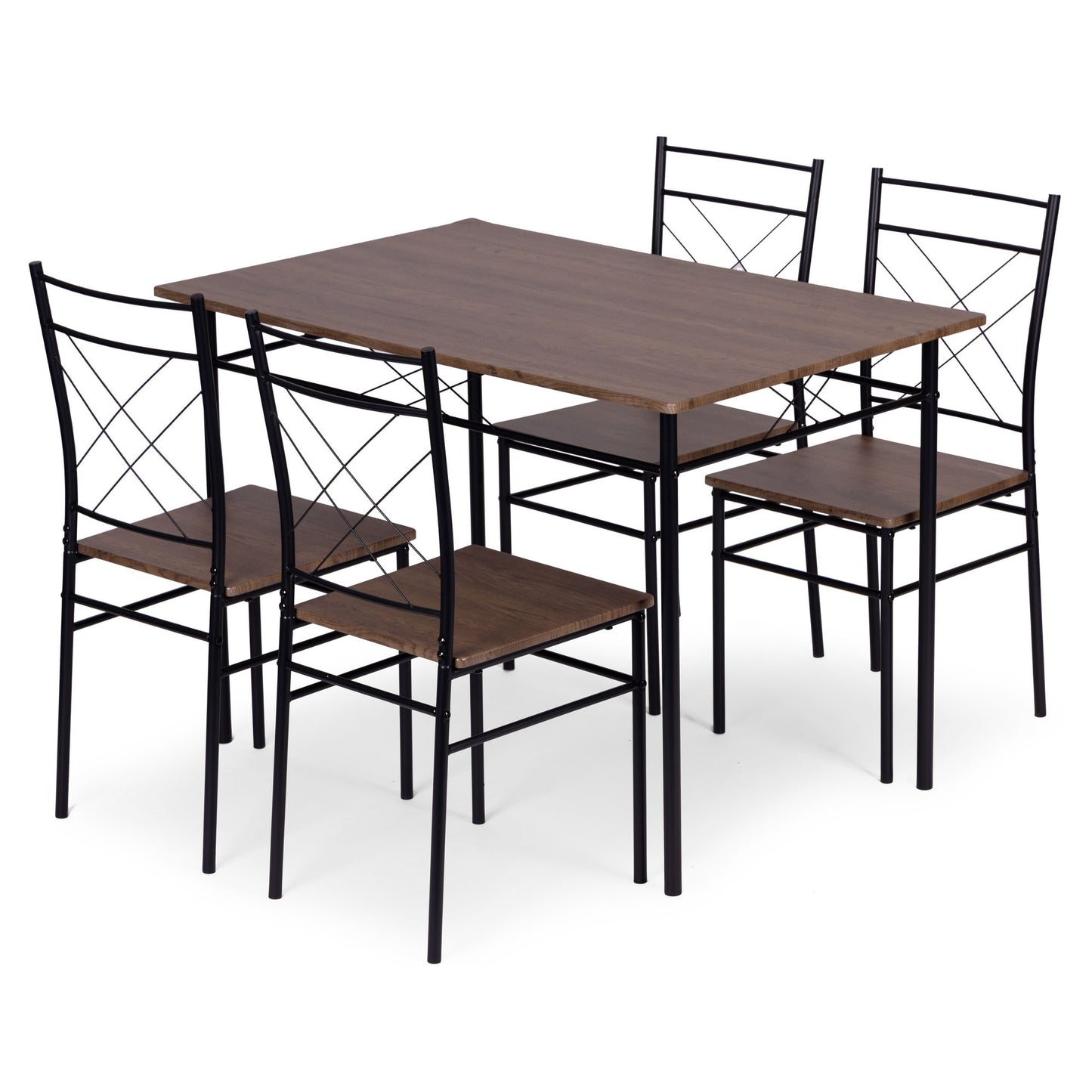 Dining Table Set with 4 Chairs, MDF & Steel