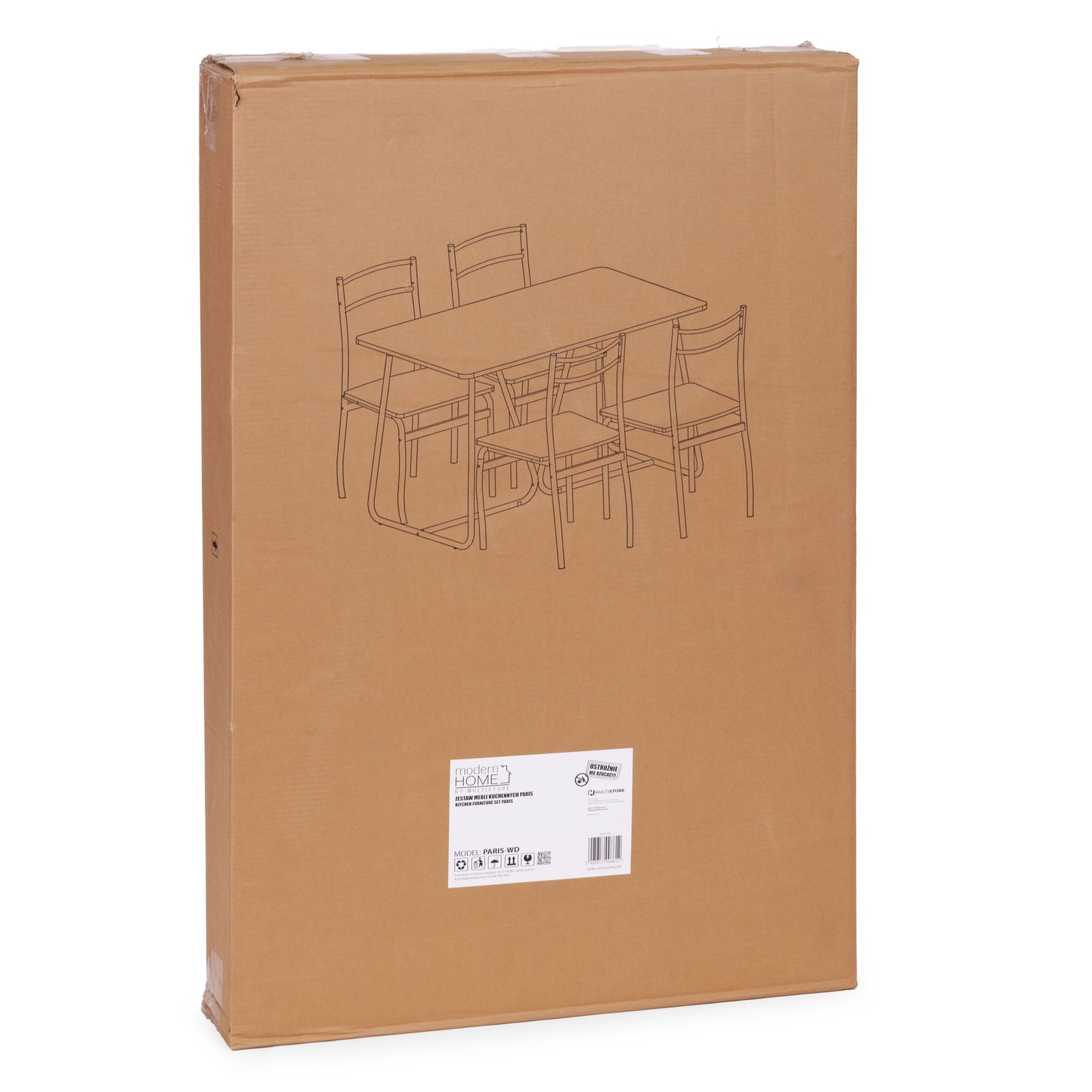 Dining Table Set with 4 Chairs, MDF & Steel