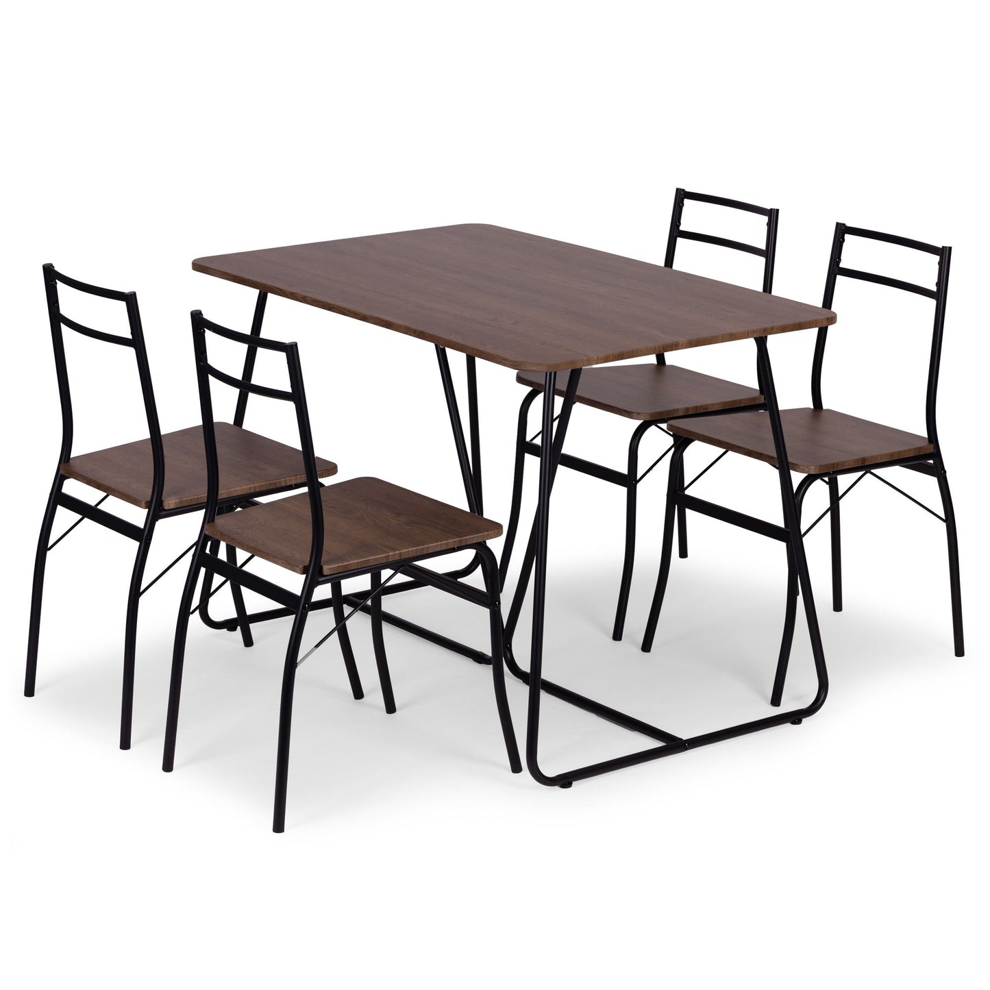 Dining Table Set with 4 Chairs, MDF & Steel