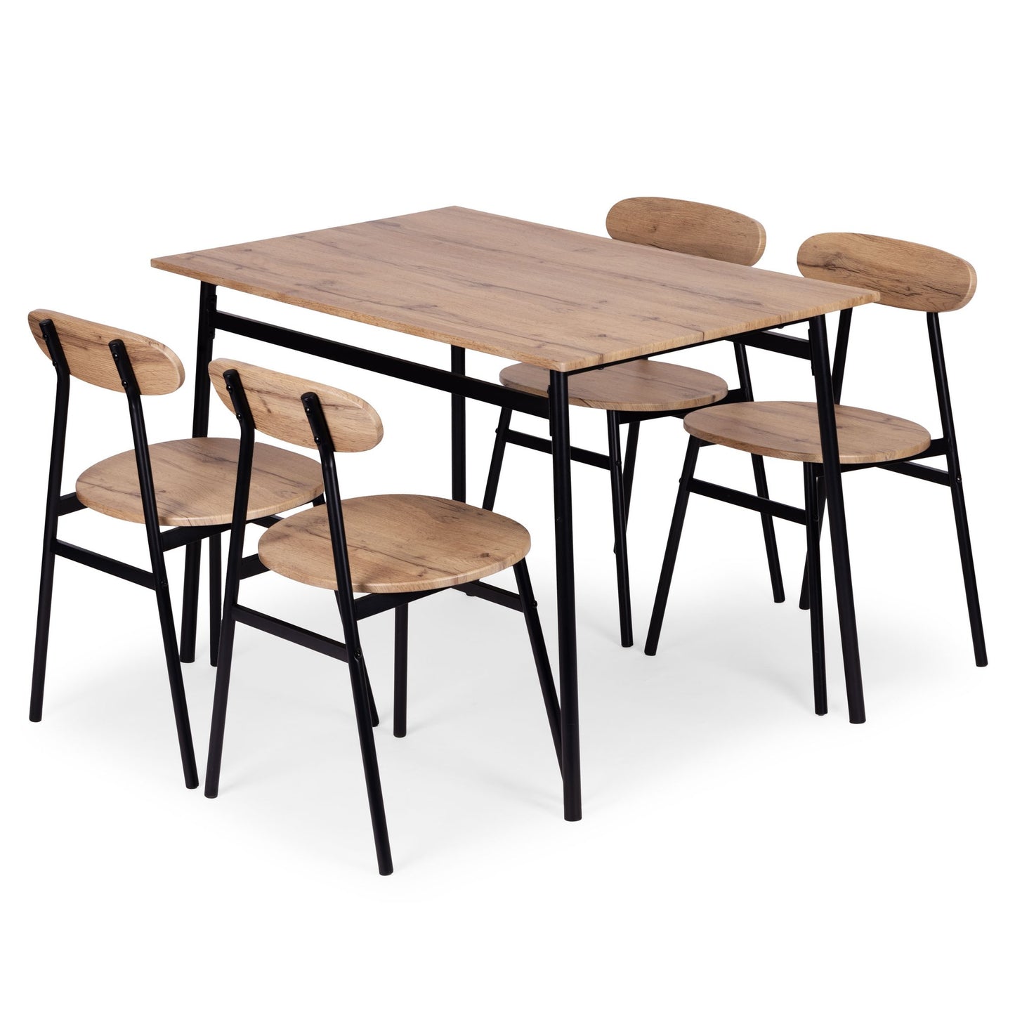 Dining Table Set with 4 Chairs, MDF & Steel