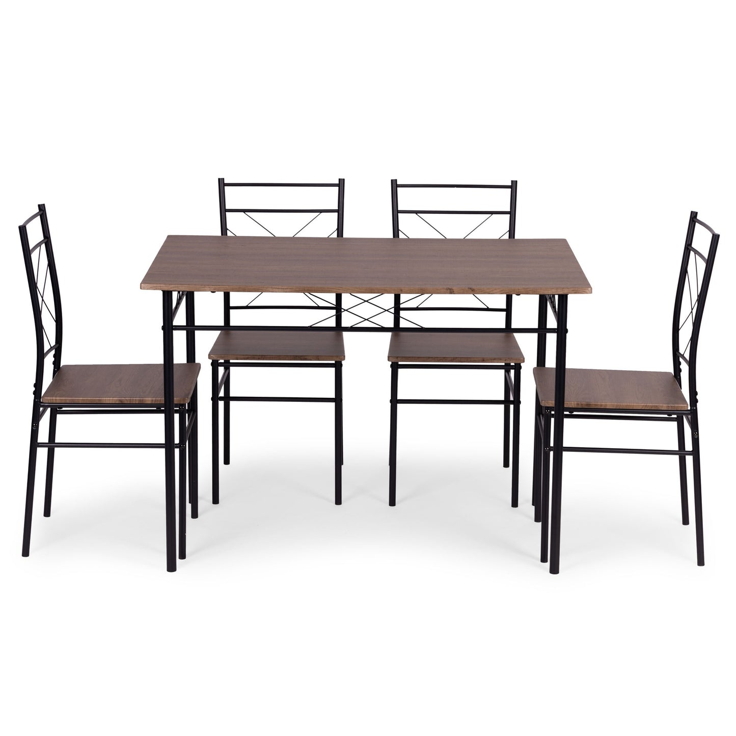 Dining Table Set with 4 Chairs, MDF & Steel