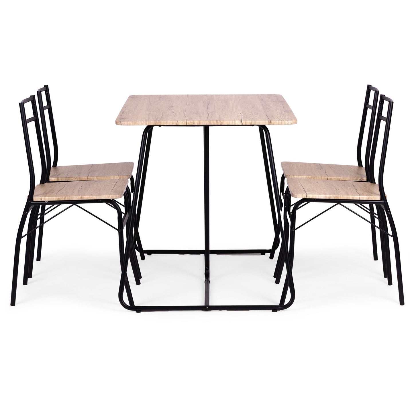 Dining Table Set with 4 Chairs, MDF & Steel