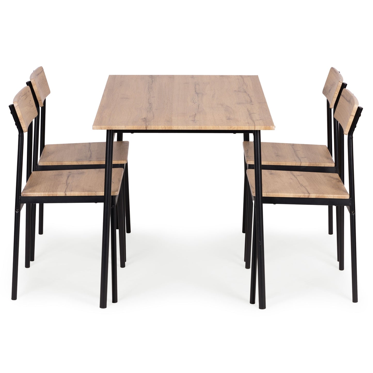 Dining Table Set with 4 Chairs, MDF & Steel