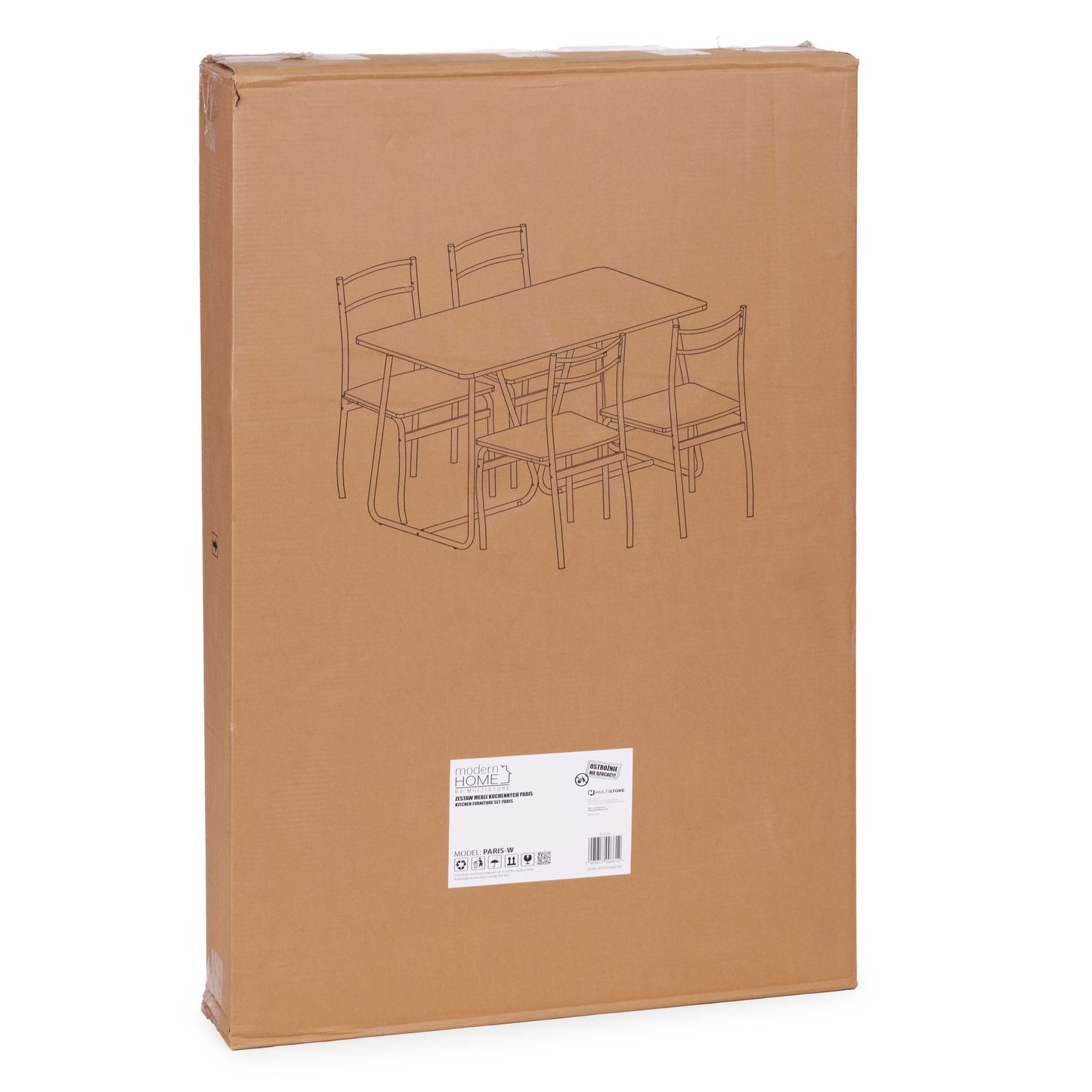 Dining Table Set with 4 Chairs, MDF & Steel
