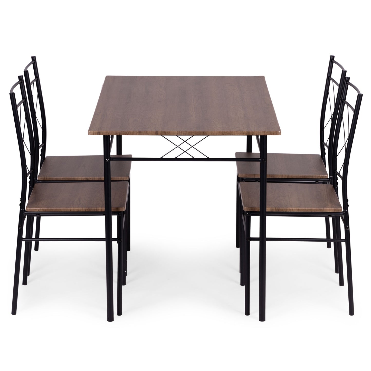 Dining Table Set with 4 Chairs, MDF & Steel