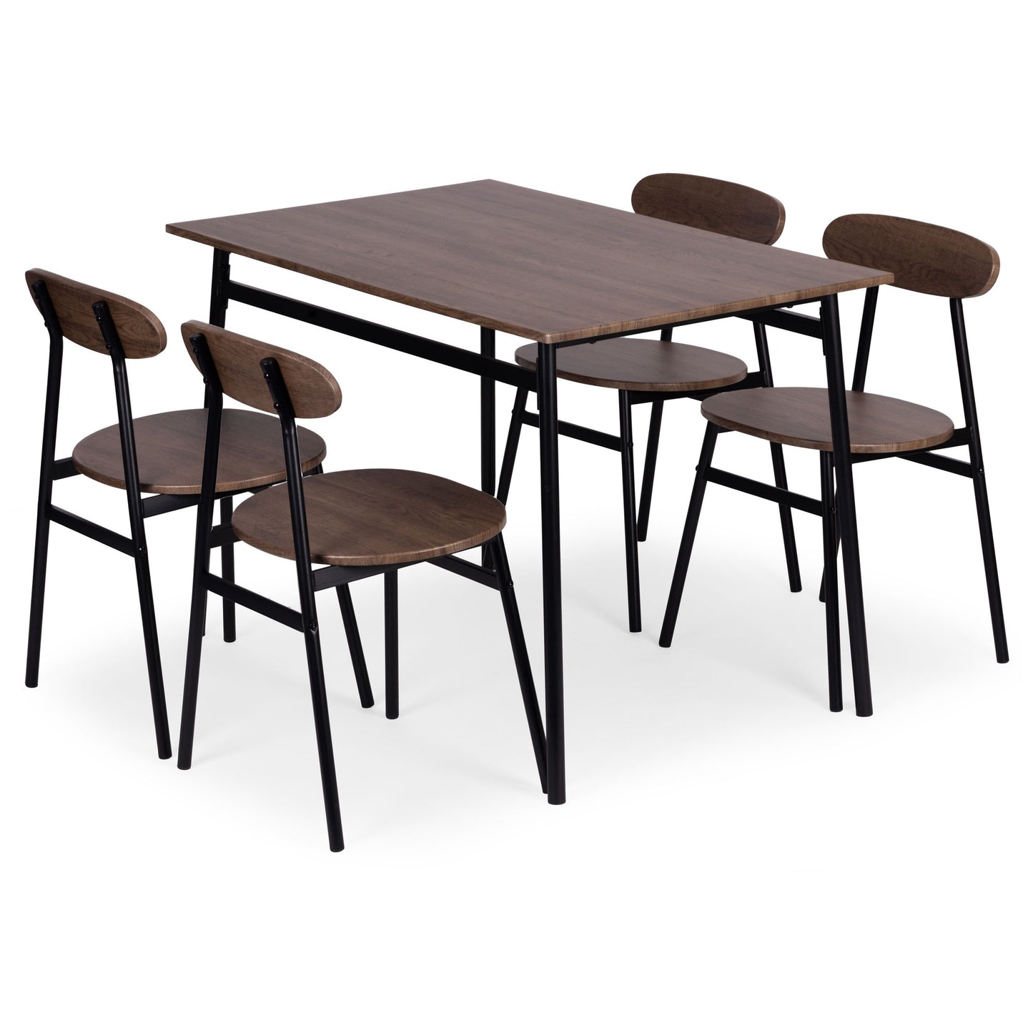 Dining Table Set with 4 Chairs, MDF & Steel