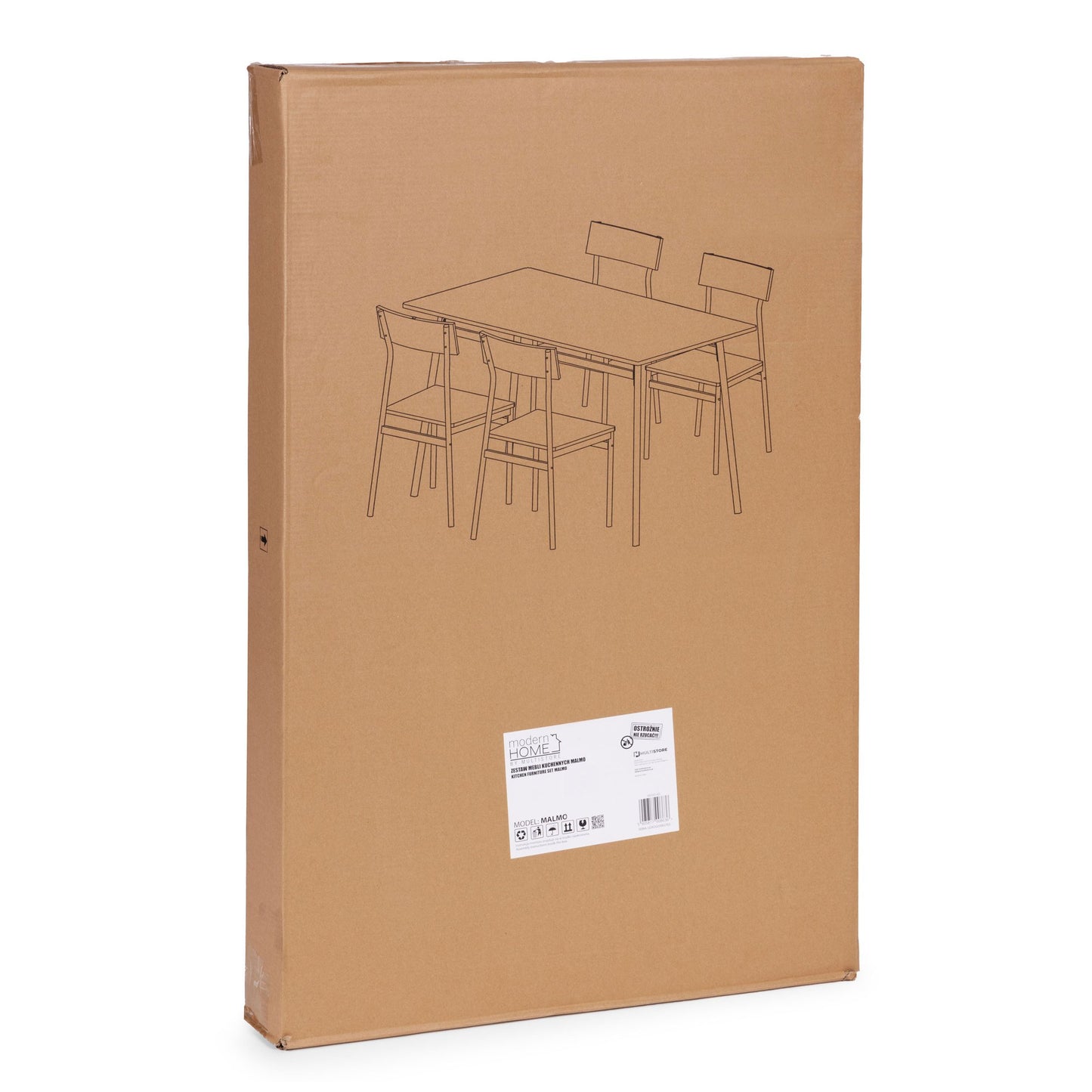 Dining Table Set with 4 Chairs, MDF & Steel