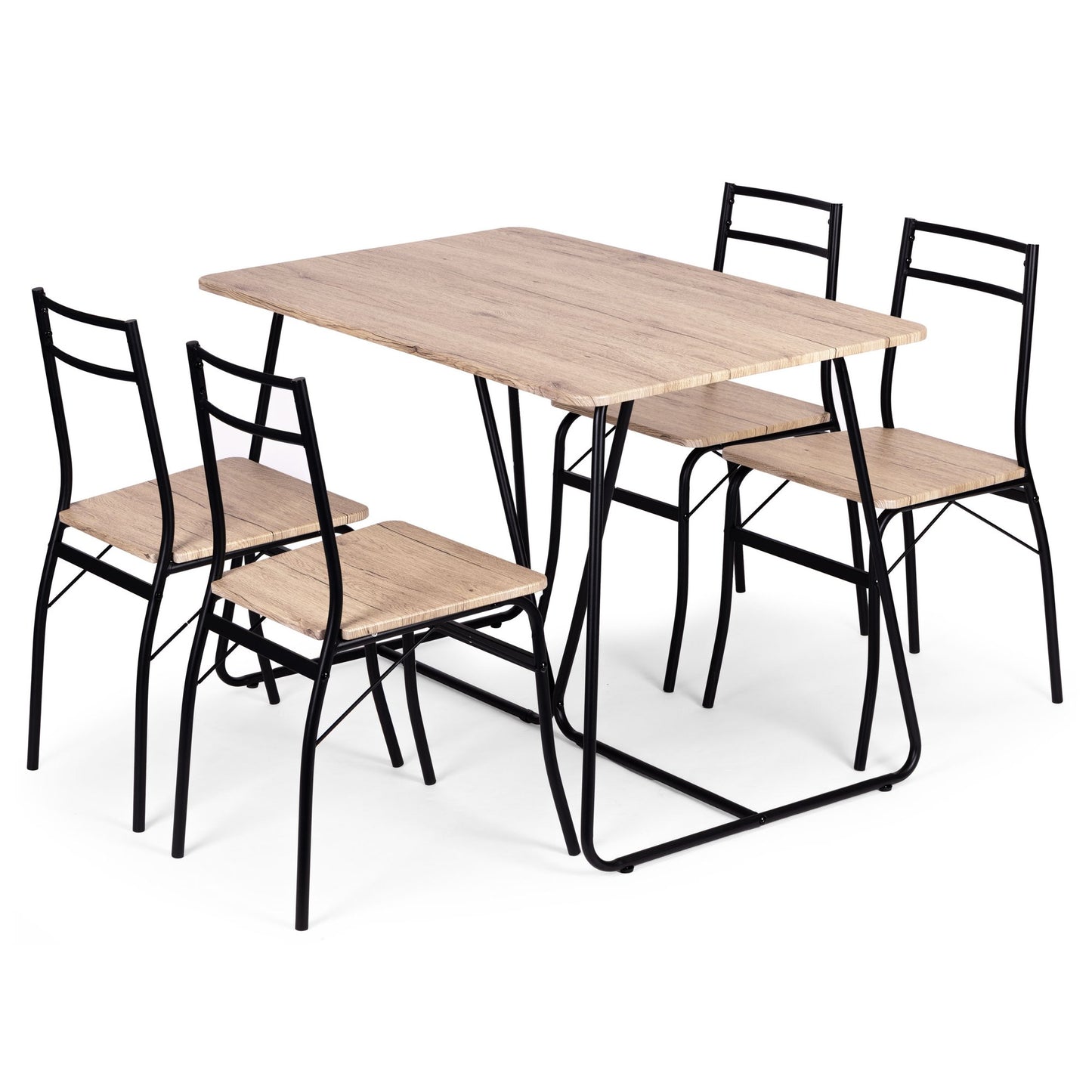 Dining Table Set with 4 Chairs, MDF & Steel