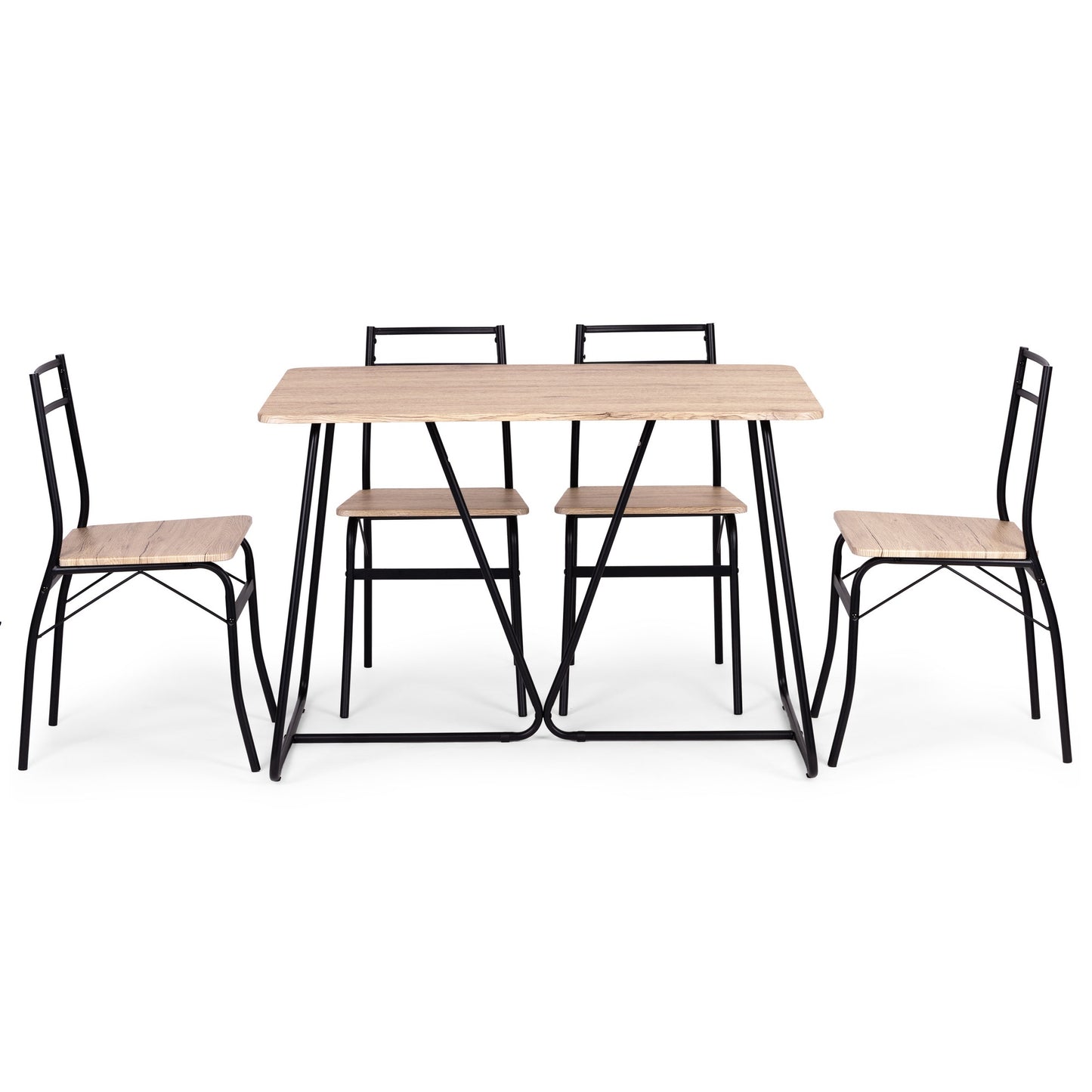Dining Table Set with 4 Chairs, MDF & Steel