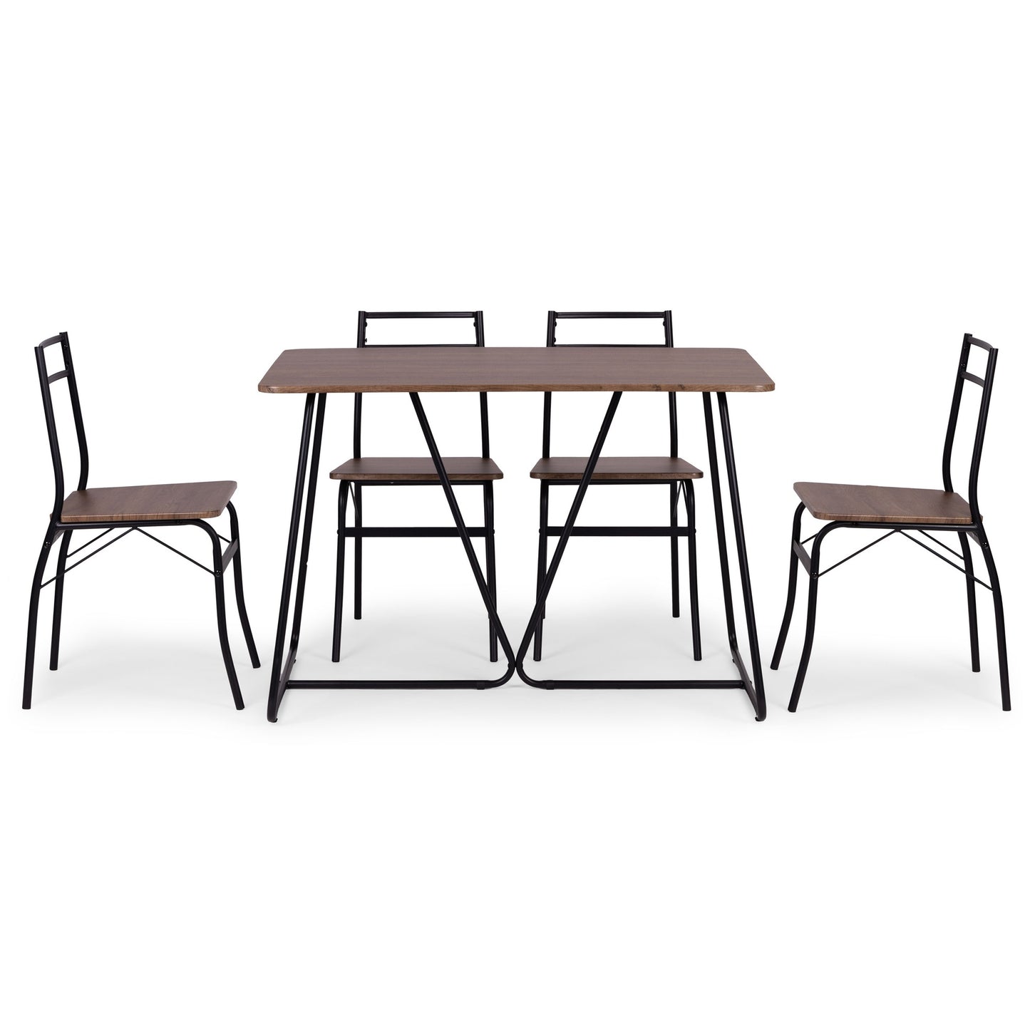 Dining Table Set with 4 Chairs, MDF & Steel