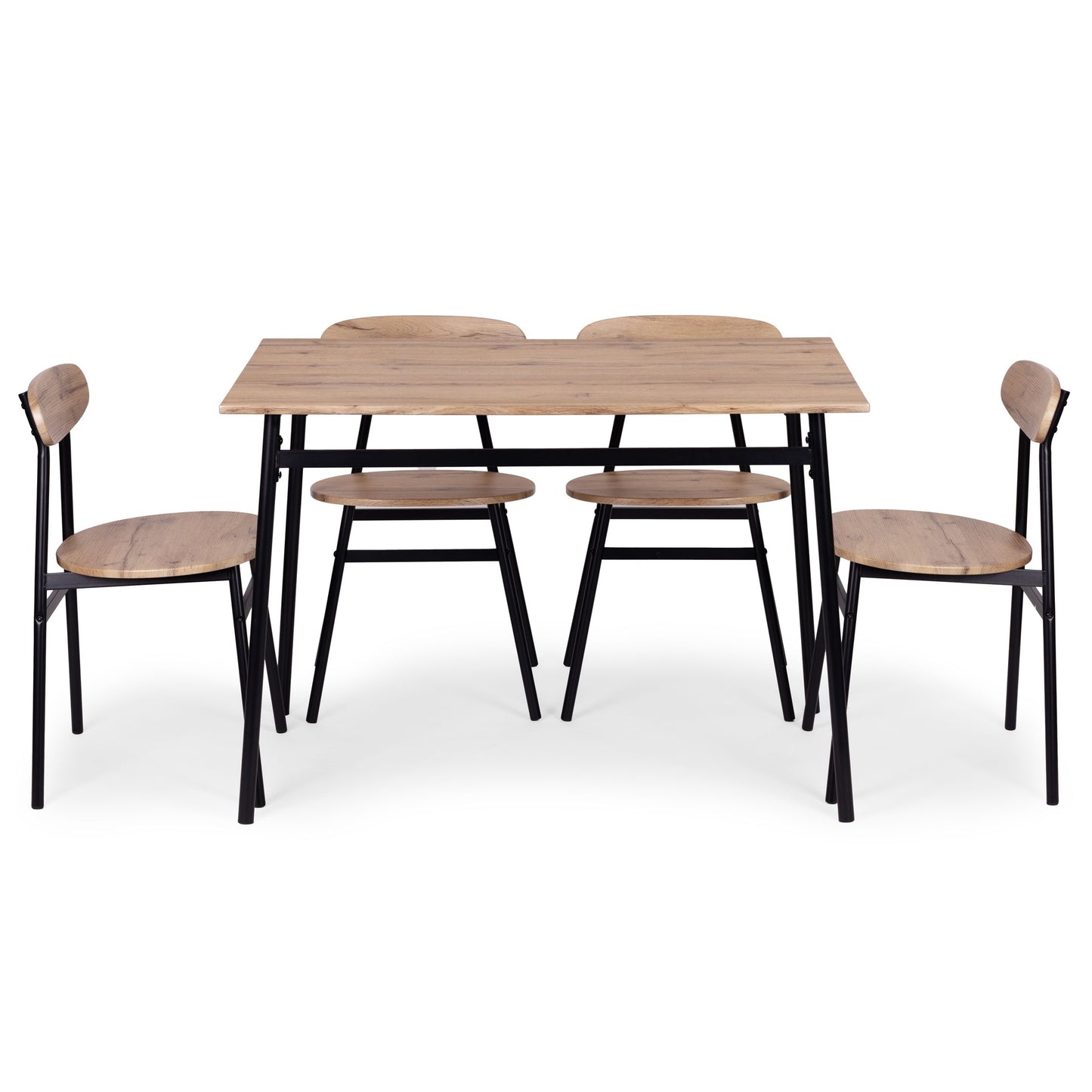Dining Table Set with 4 Chairs, MDF & Steel