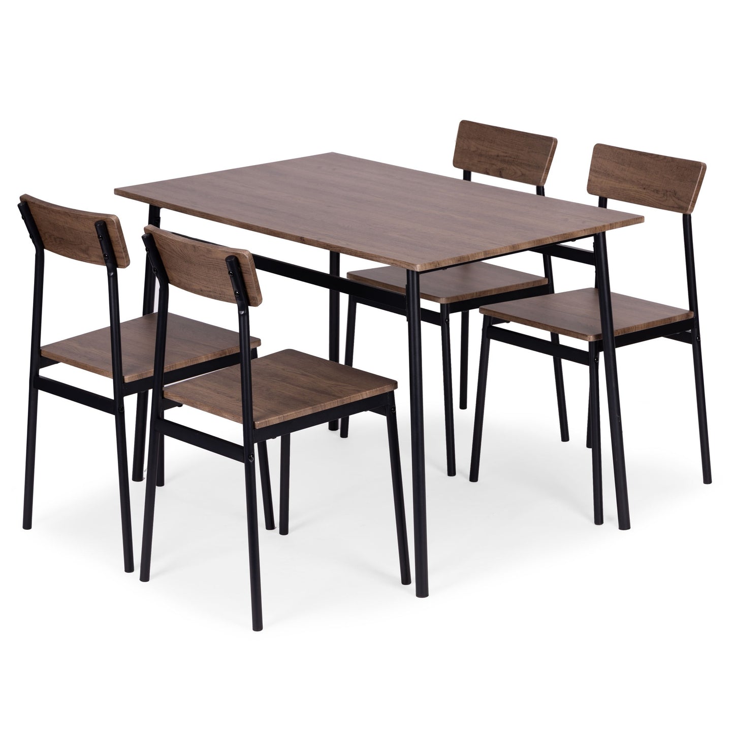 Dining Table Set with 4 Chairs, MDF & Steel
