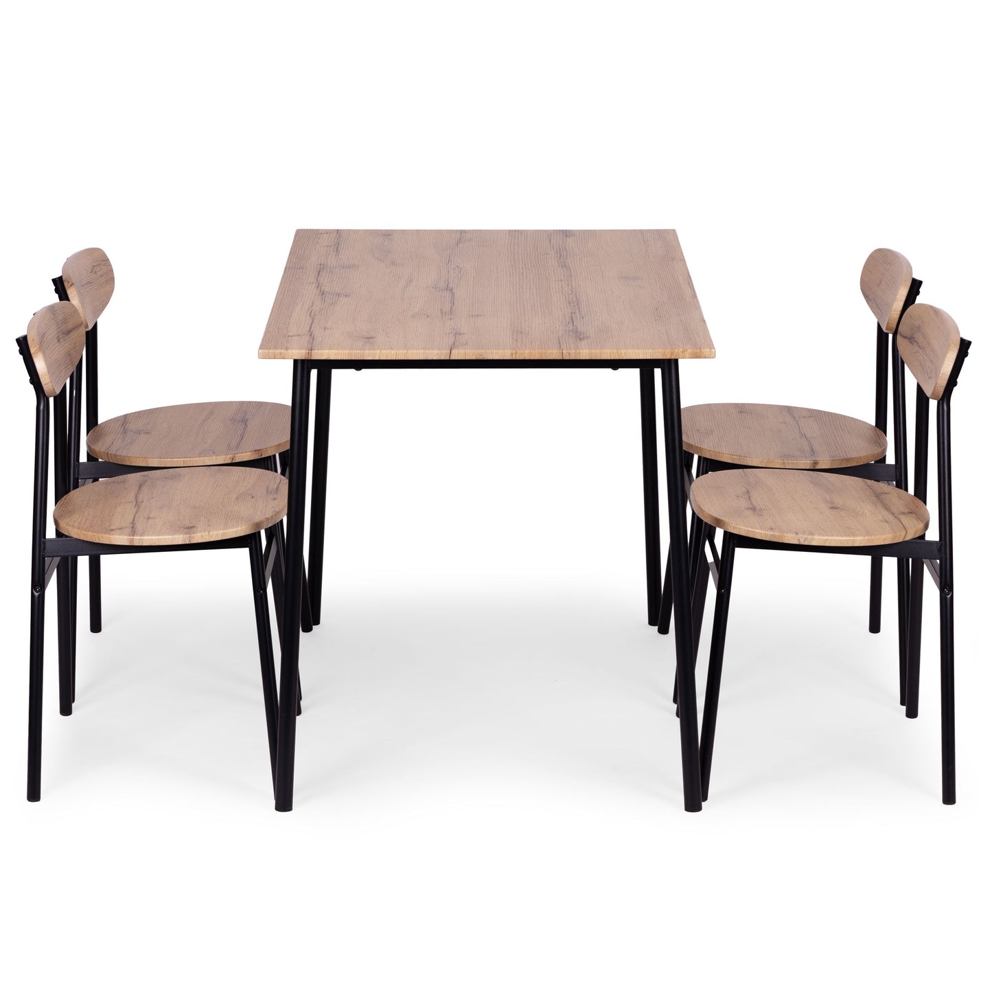 Dining Table Set with 4 Chairs, MDF & Steel