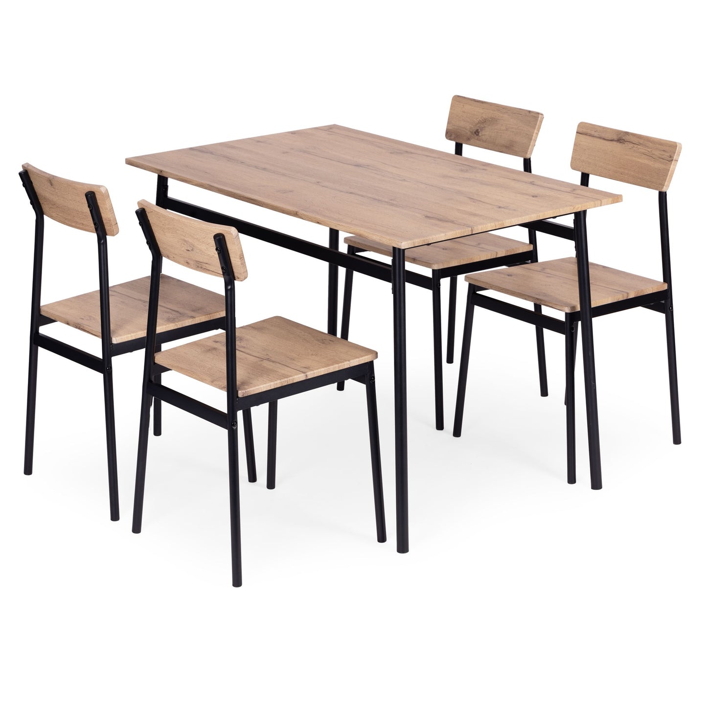 Dining Table Set with 4 Chairs, MDF & Steel
