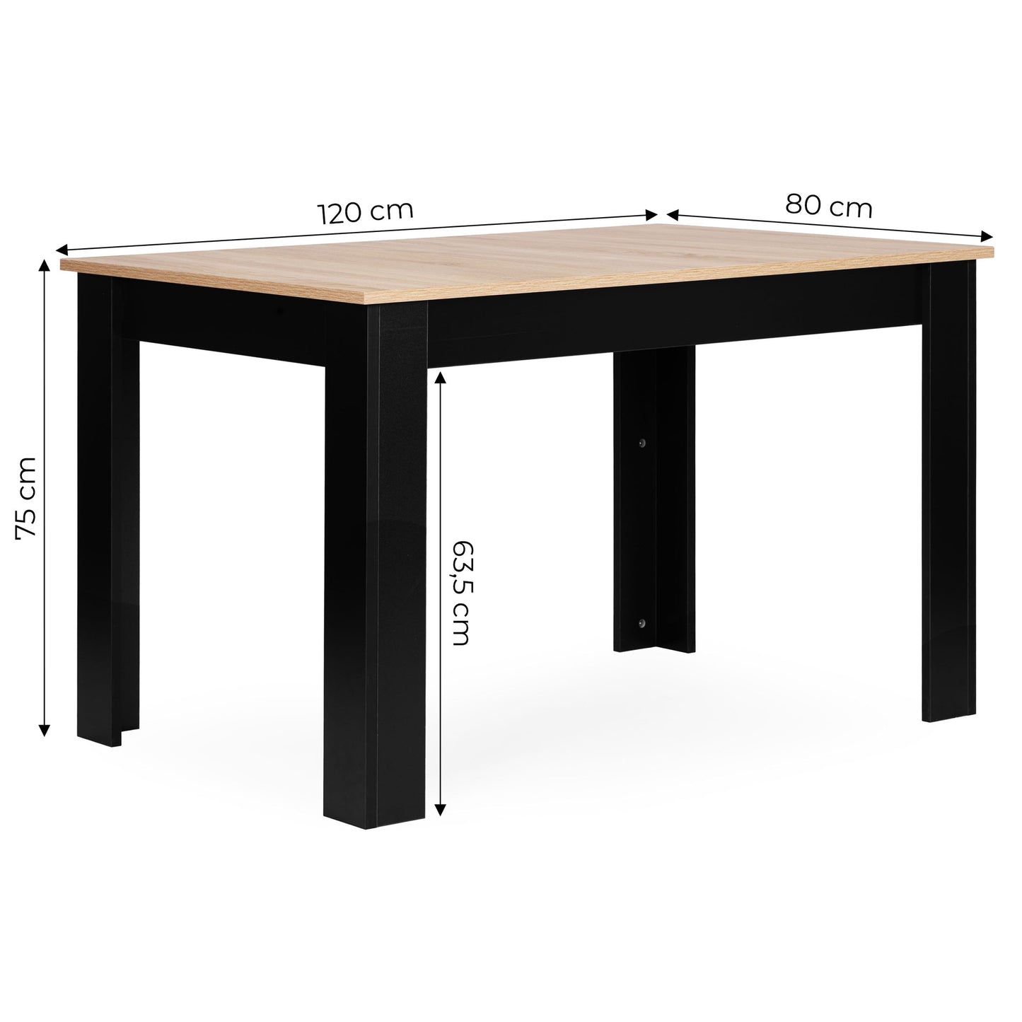 Dining Table for 4, 120x80 cm, MDF Melamine