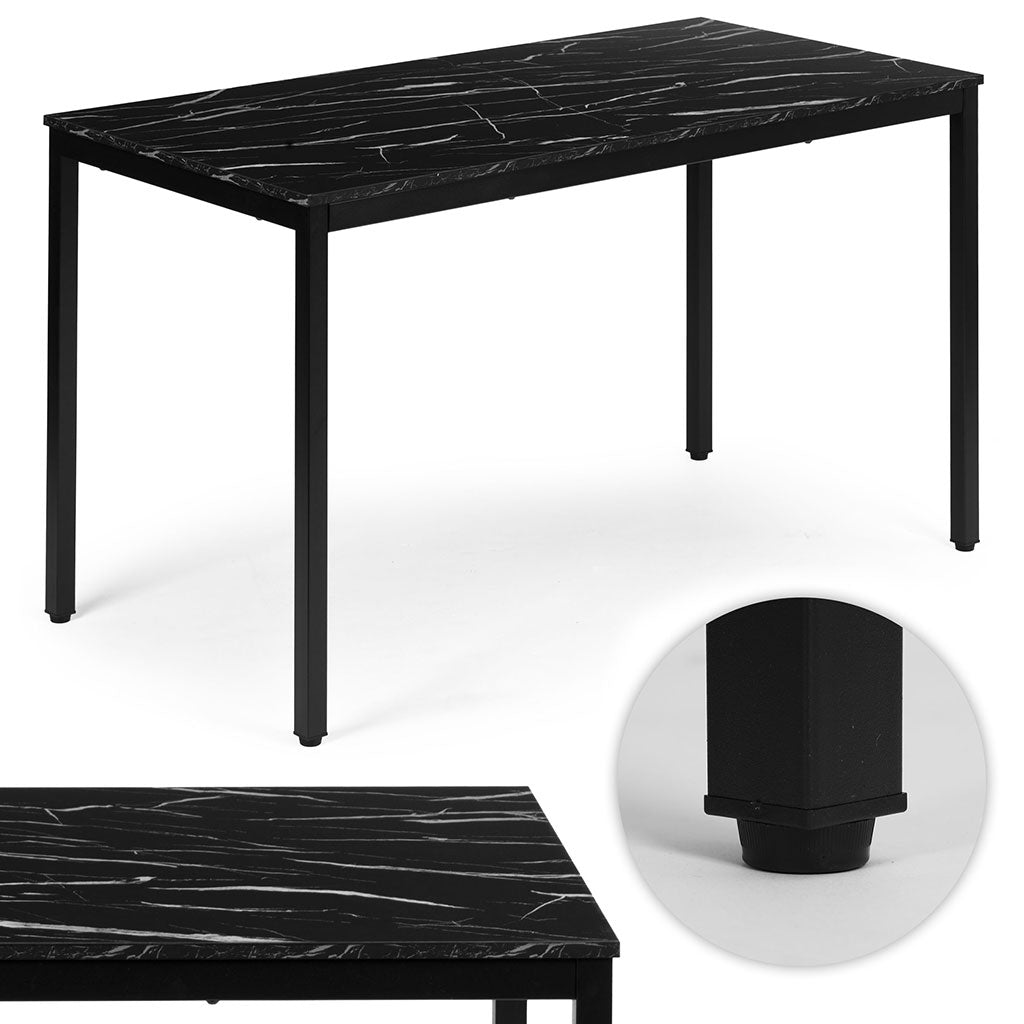 Dining Table or Desk, 120x60 cm, Black Marble Finish