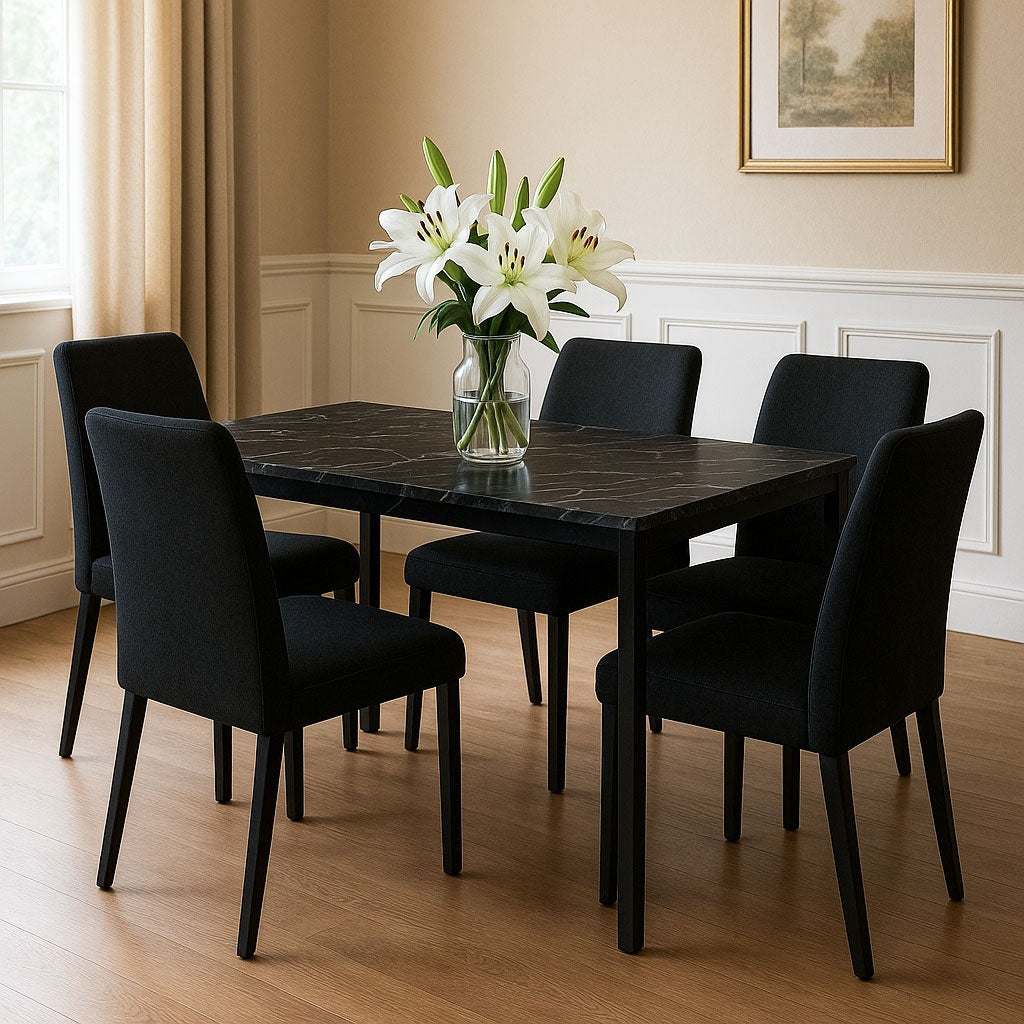 Dining Table or Desk, 120x60 cm, Black Marble Finish