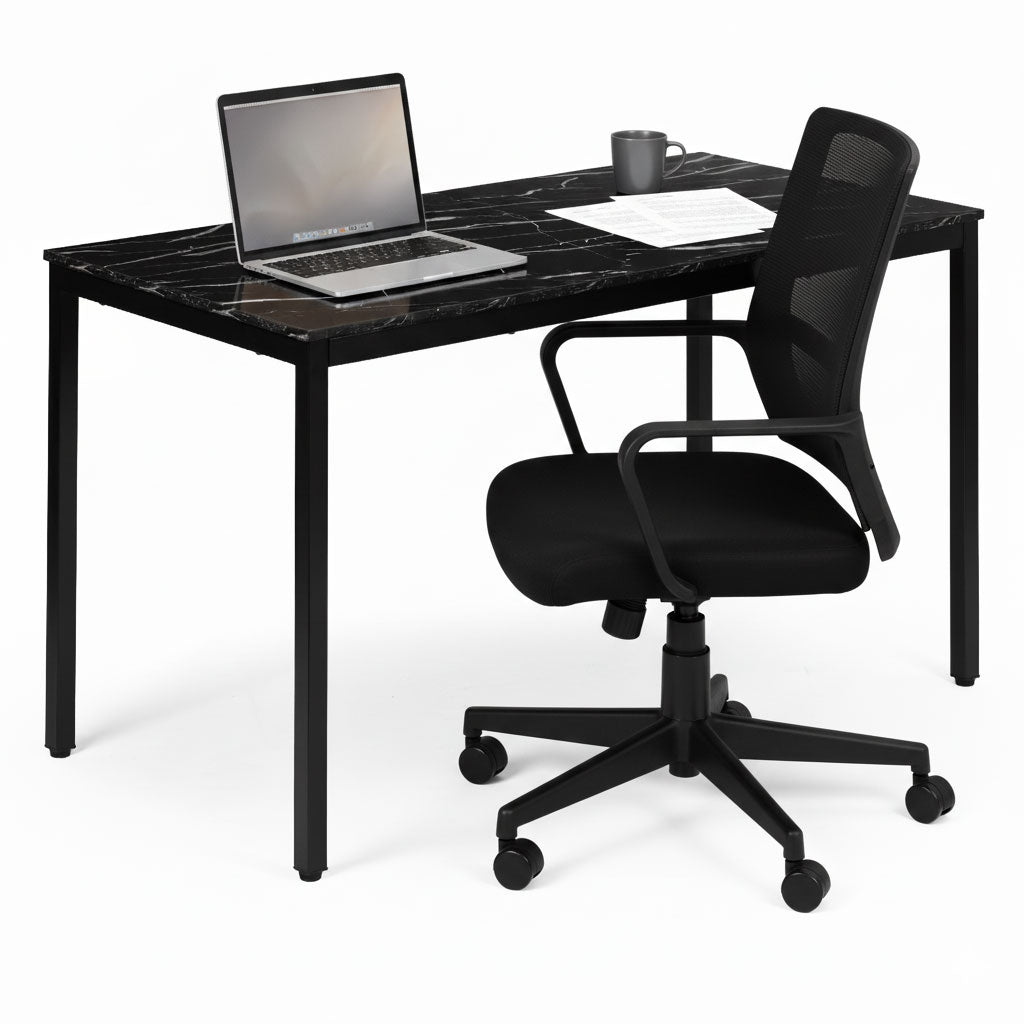 Dining Table or Desk, 120x60 cm, Black Marble Finish
