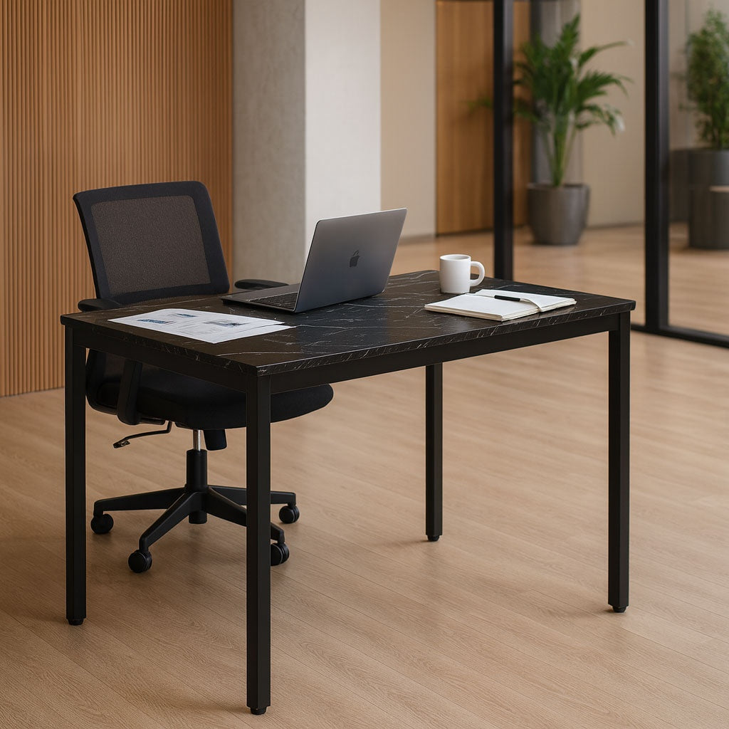 Dining Table or Desk, 120x60 cm, Black Marble Finish