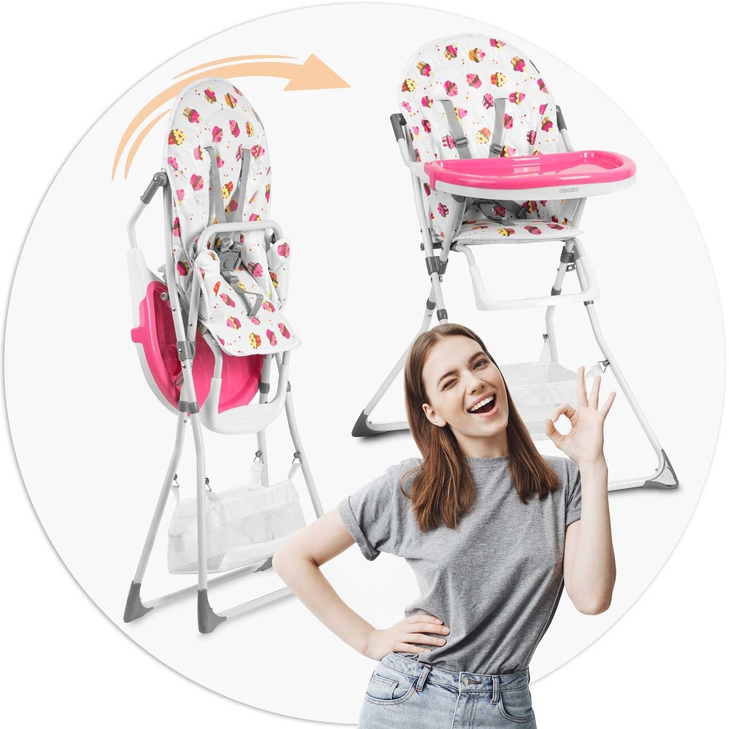 Dining chair Eldo white/pink