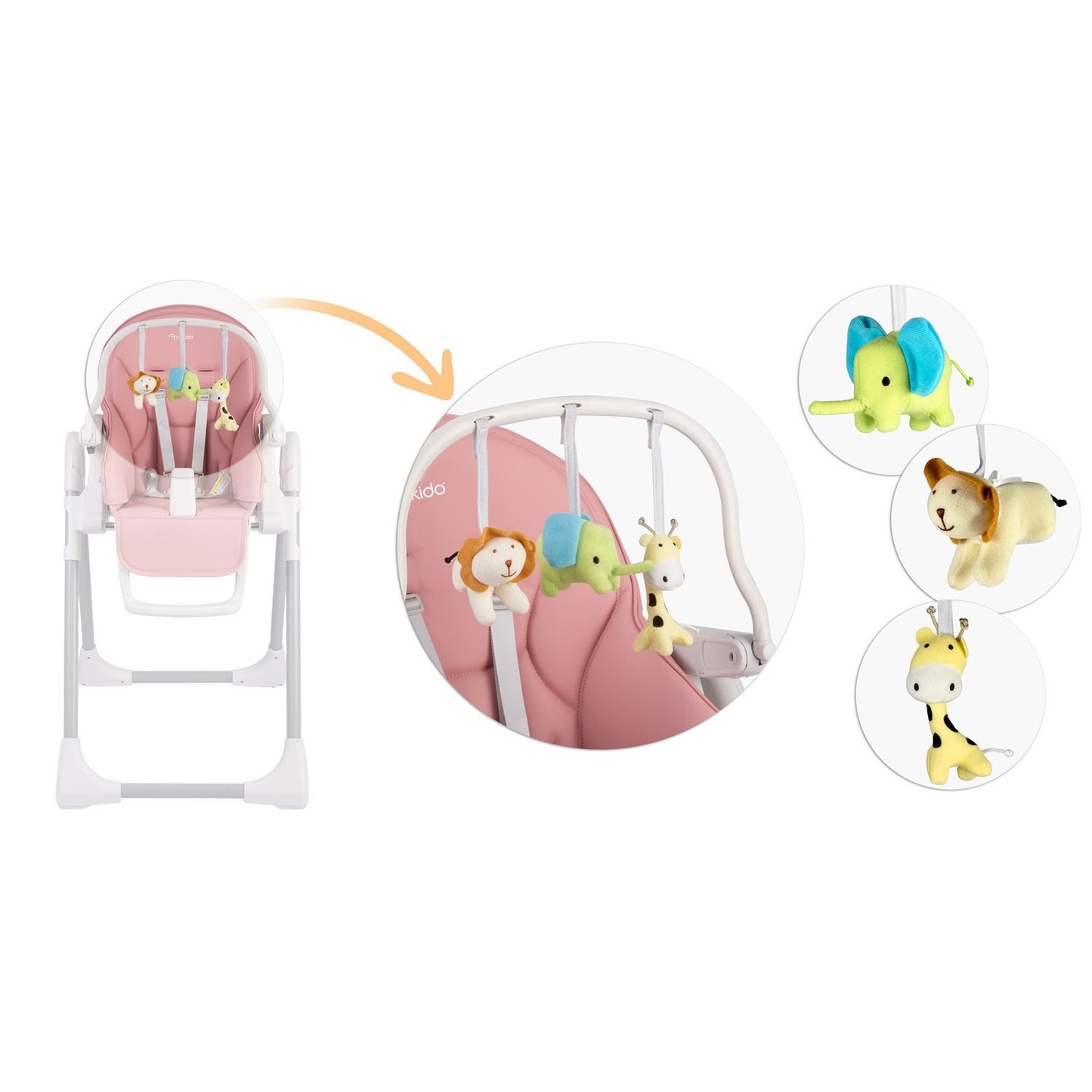 Dining chair with table Nukido Belo pink + toy bow