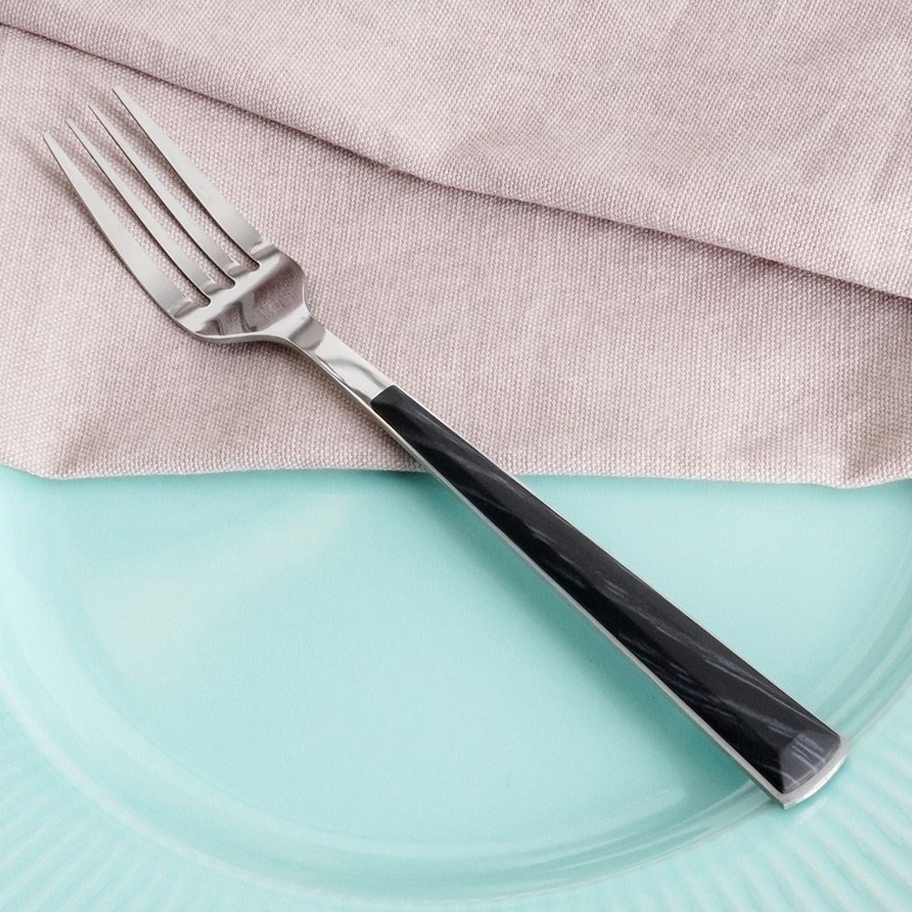 Dining fork 20.5cm, stainless steel, black wood imitation, dishwasher safe