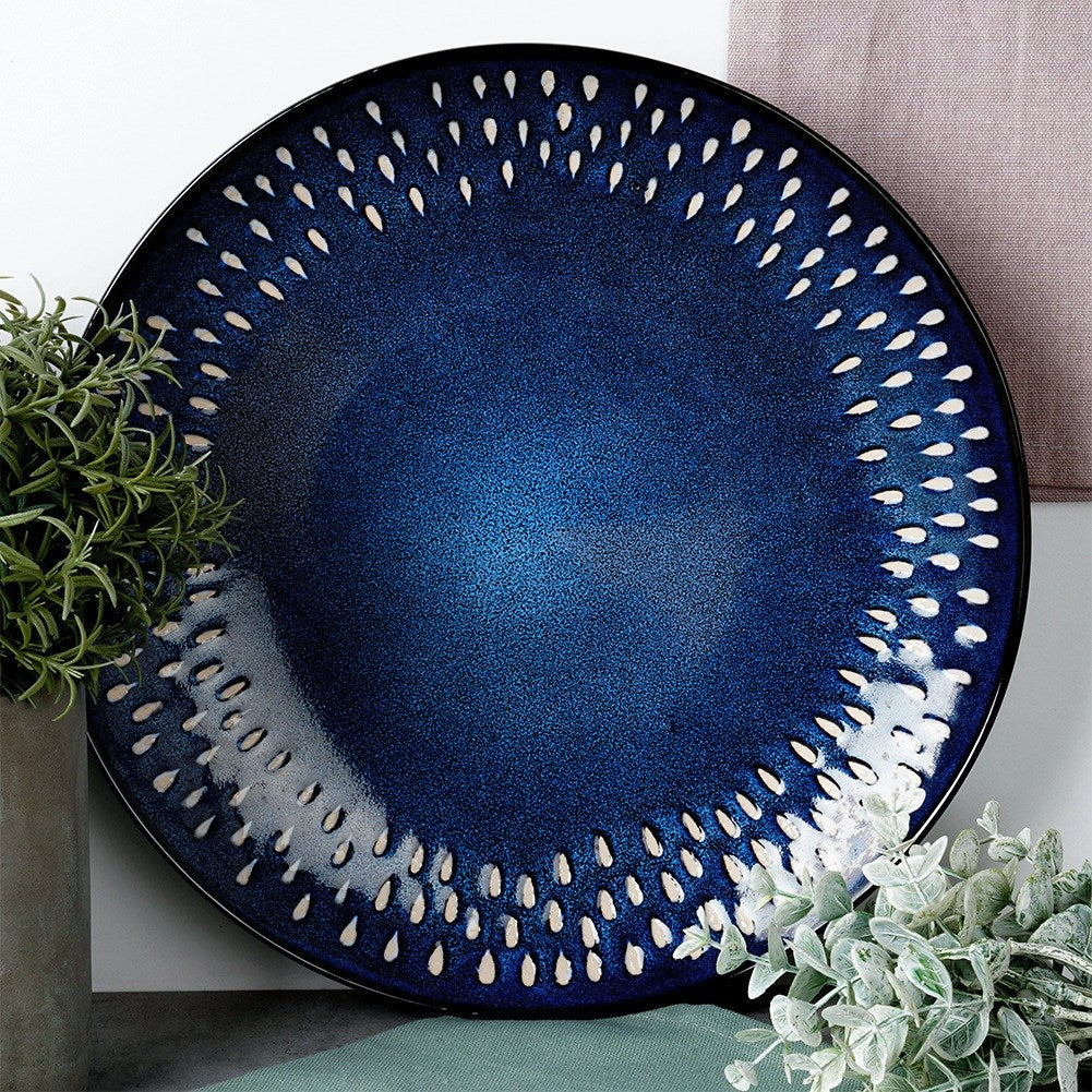 Dinner plate, ceramic, shallow, navy blue, 28 cm