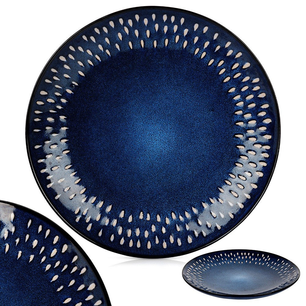 Dinner plate, ceramic, shallow, navy blue, 28 cm
