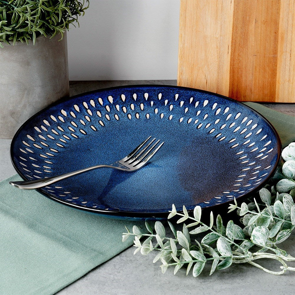 Dinner plate, ceramic, shallow, navy blue, 28 cm
