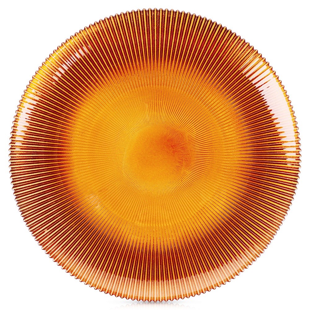 Dinner plate shallow glass amber 28 cm