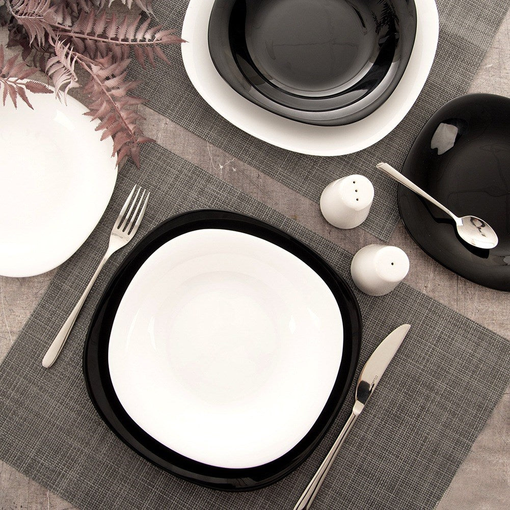 Dinner plate shallow glass black LUNA 26.5 cm