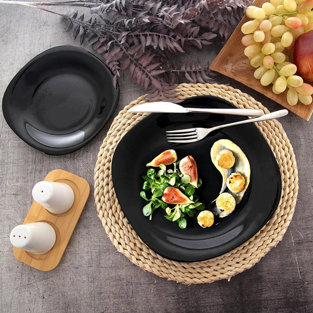 Dinner plate shallow glass black LUNA 26.5 cm