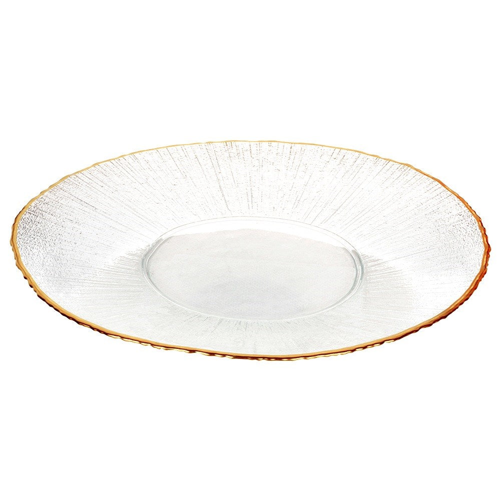 Dinner plate shallow glass gold 28 cm