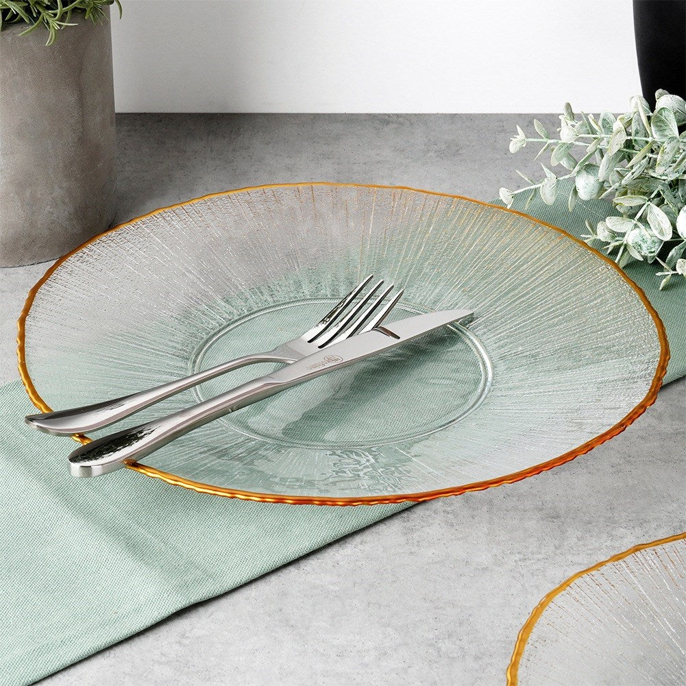 Dinner plate shallow glass gold 28 cm