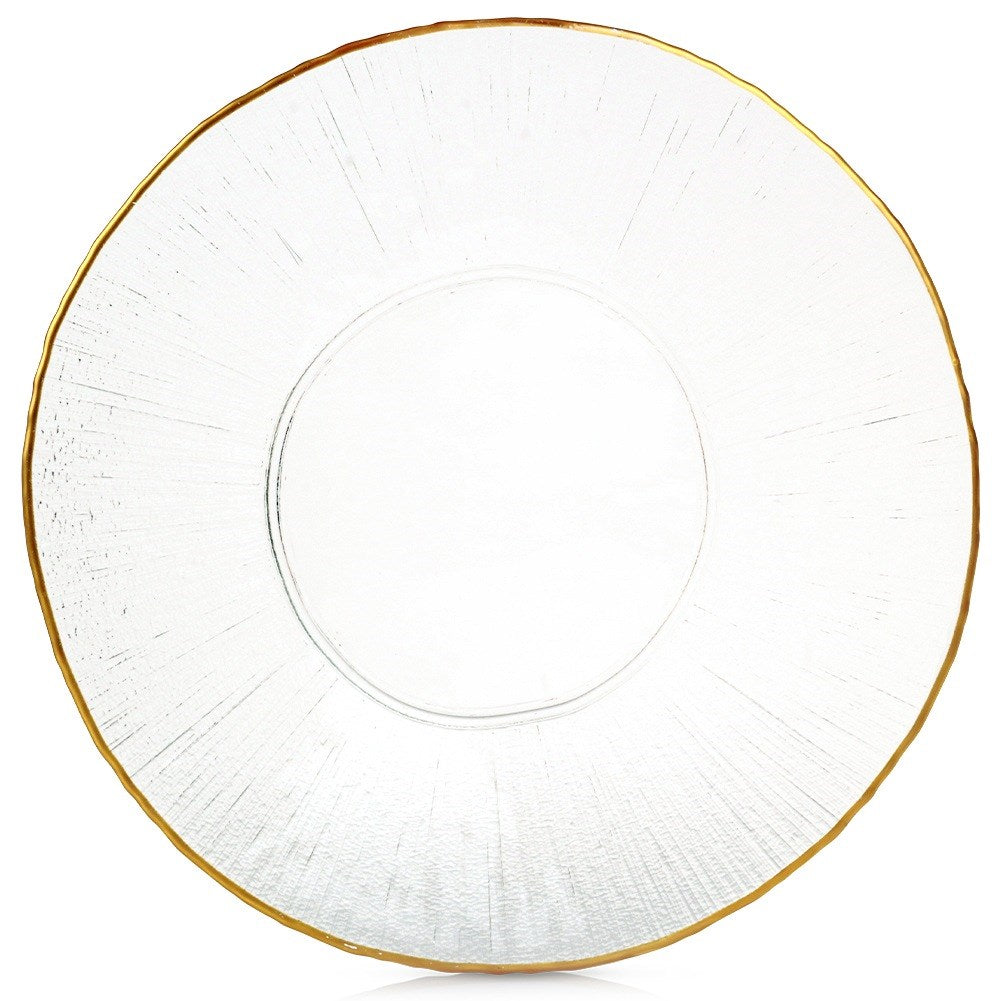 Dinner plate shallow glass gold platter 30 cm