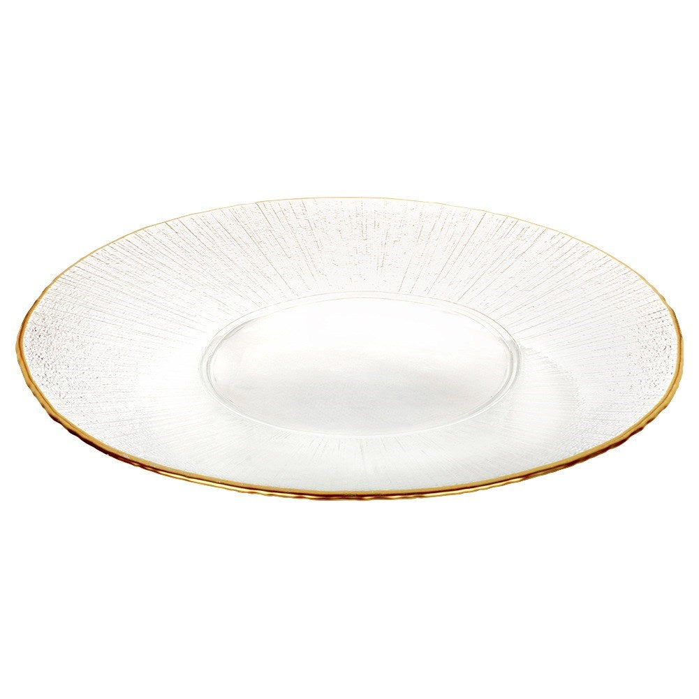Dinner plate shallow glass gold platter 30 cm