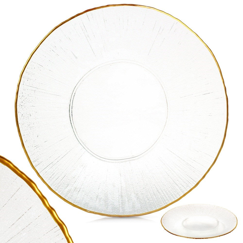 Dinner plate shallow glass gold platter 30 cm