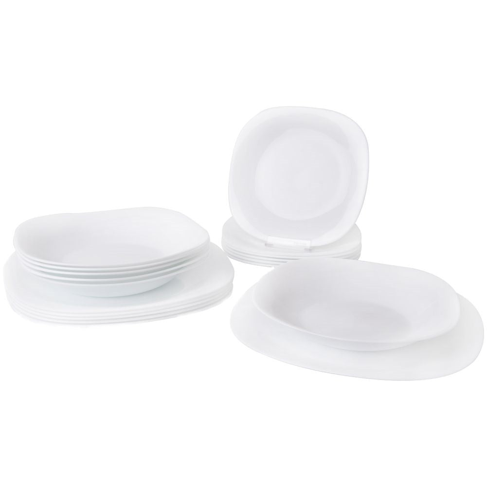 Dinner set, tempered glass, for 6 people, 18 pcs.