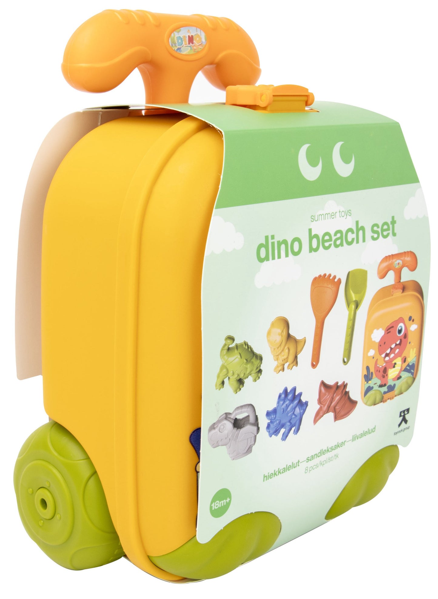 Dinosaur Beach Toy Set with Pull-Along Trolley, 8 Pcs
