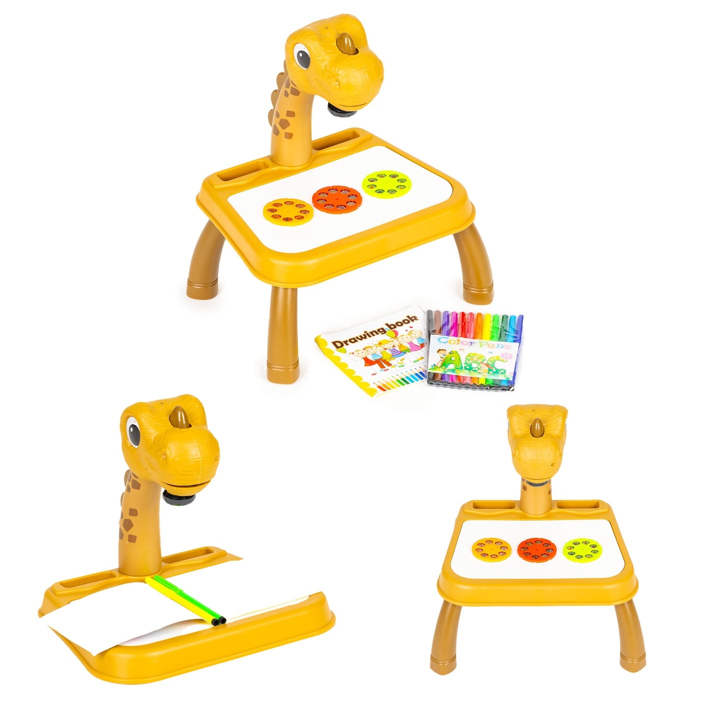 Dinosaur drawing board projector, 12 markers, 24 patterns
