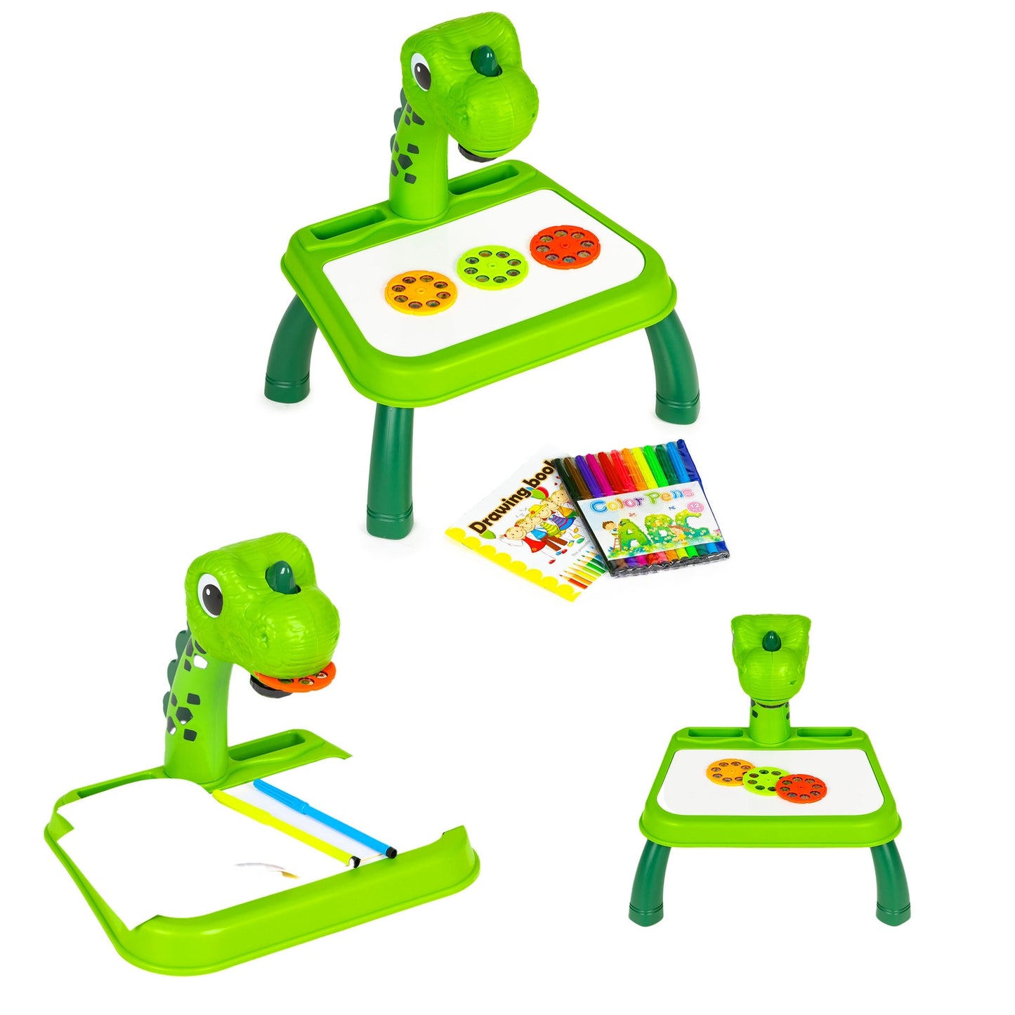 Dinosaur drawing board projector, 12 markers, 24 patterns