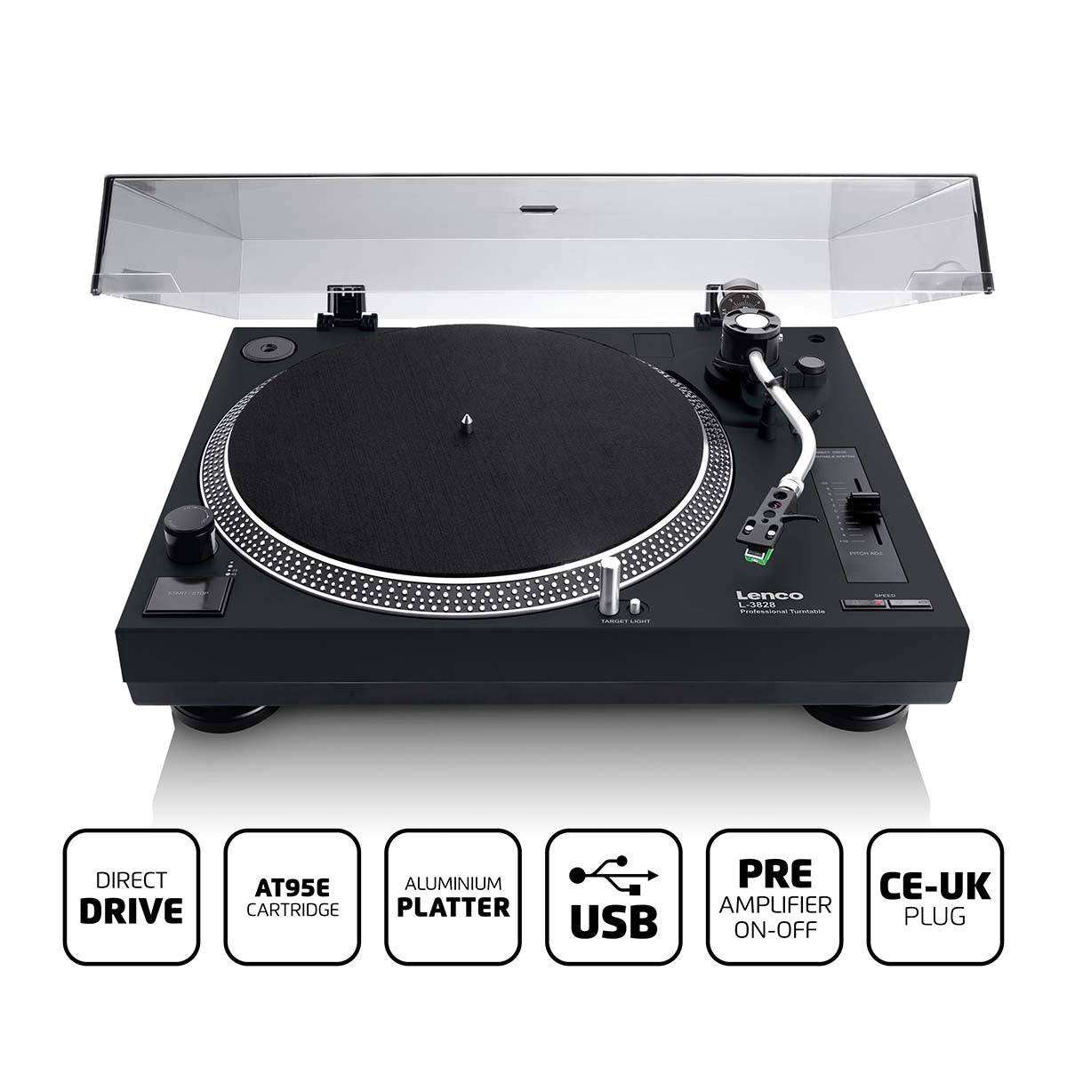 Direct Drive Turntable with USB, Black, PC Encoding