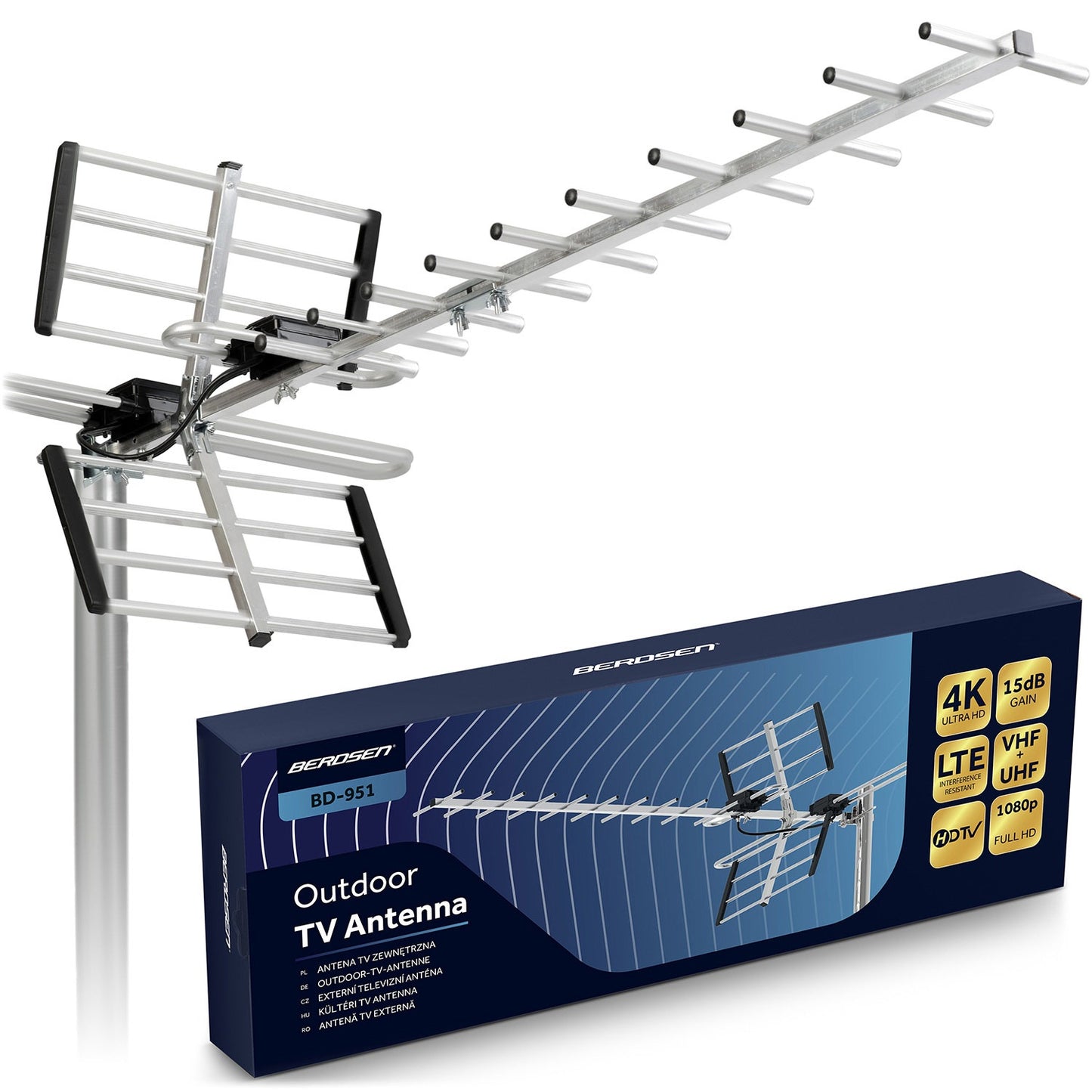 Directional Outdoor TV Antenna, Ultra HD 4K Reception