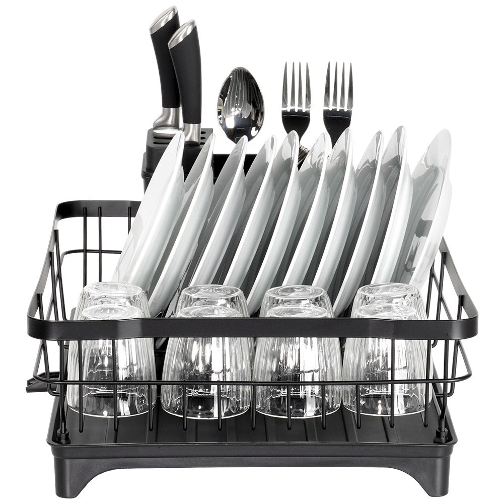 Dish Drainer Rack, Black Metal, 48x32.5x18.5 cm
