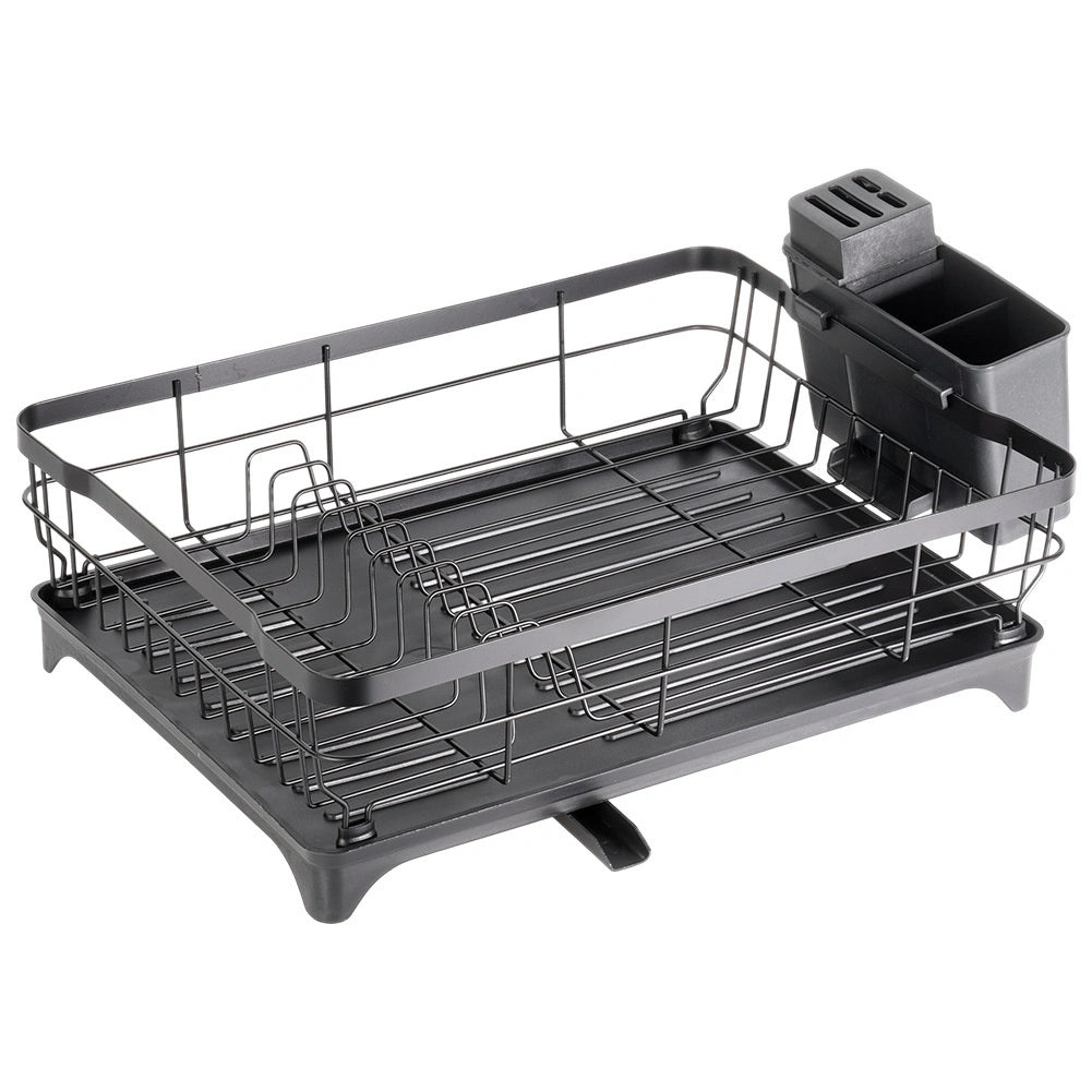 Dish Drainer Rack, Black Metal, 48x32.5x18.5 cm