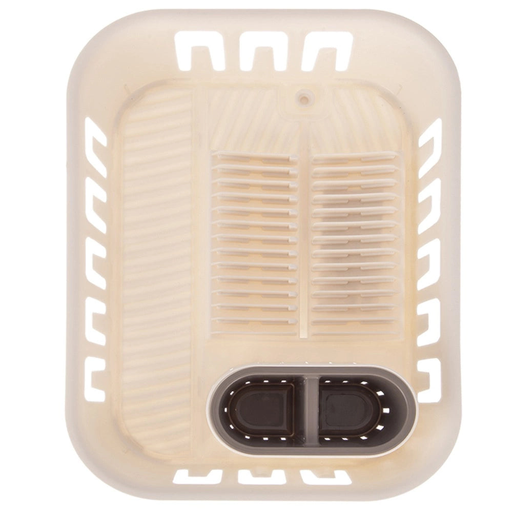 Dish Drainer Rack with Cutlery Holder, Cream, 39x29x11 cm