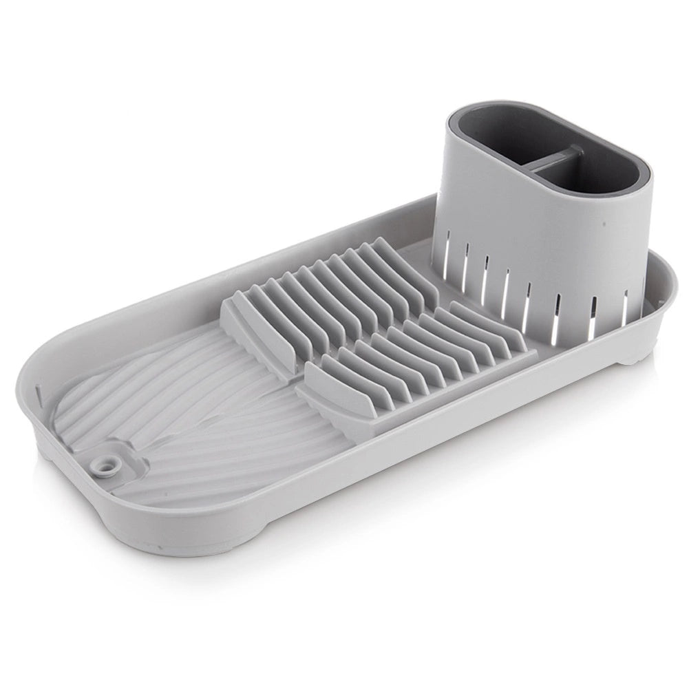 Dish Drainer Rack with Utensil Holder, Gray, 39x19.5x11 cm