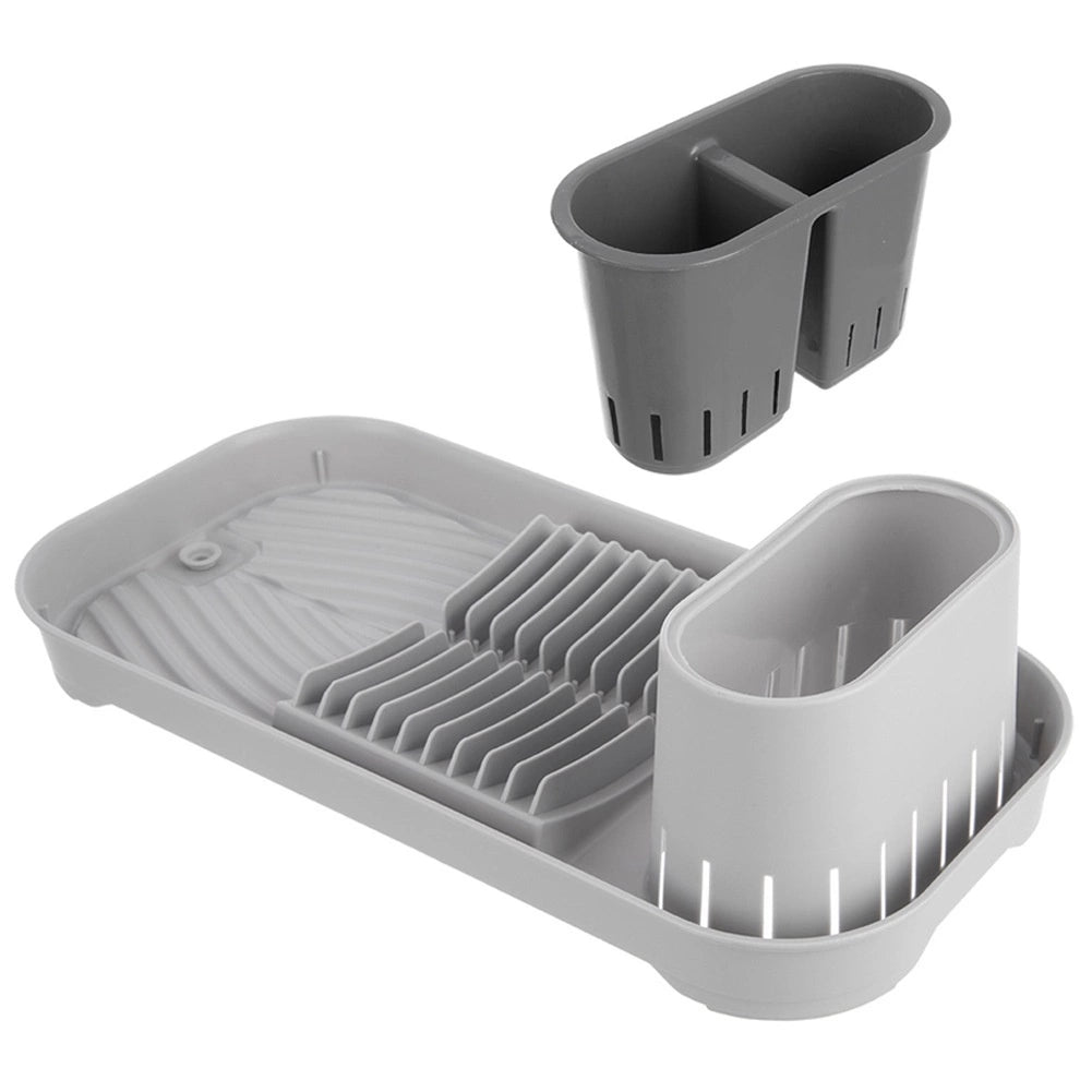 Dish Drainer Rack with Utensil Holder, Gray, 39x19.5x11 cm