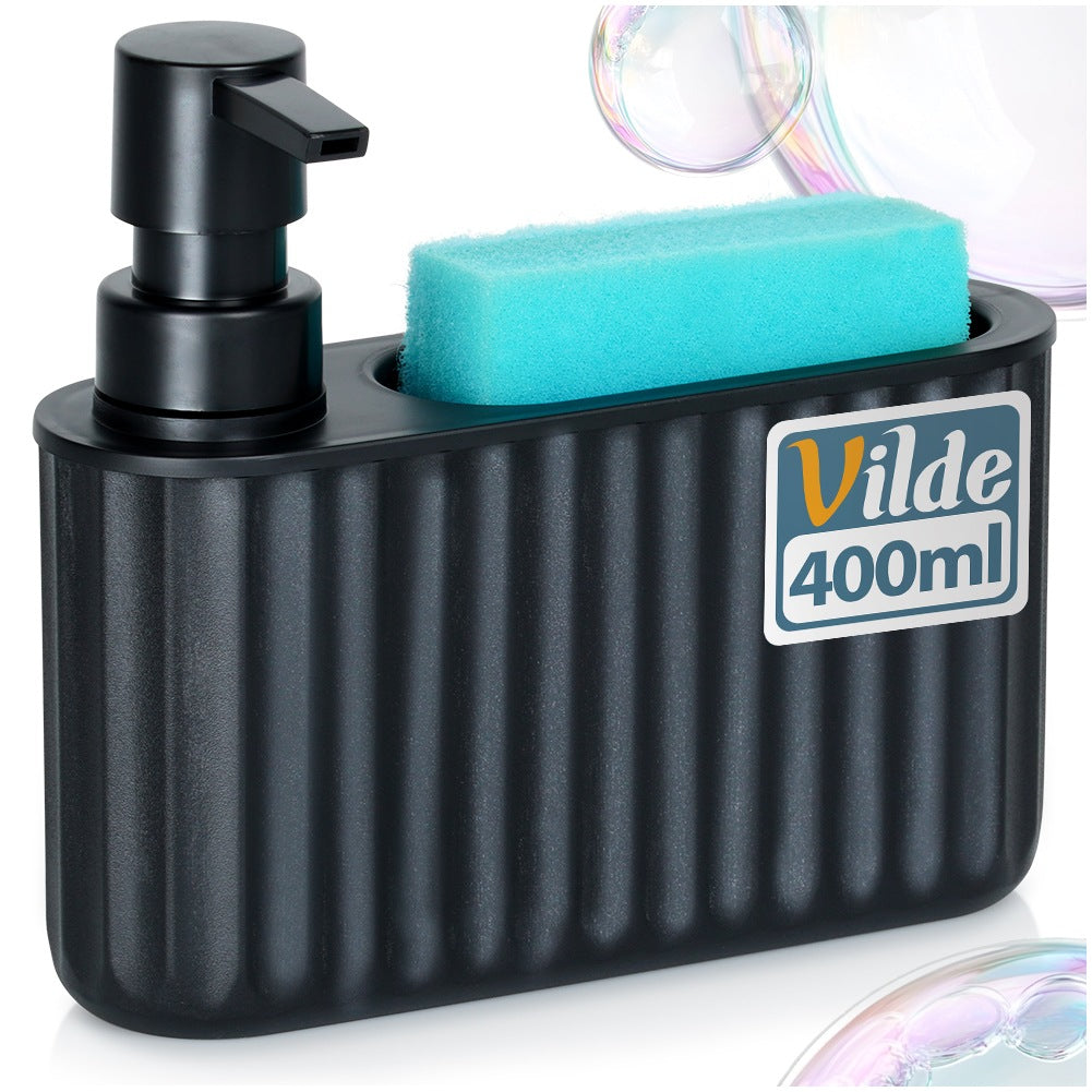 Dish Soap Dispenser with Sponge Holder, Black, 400ml